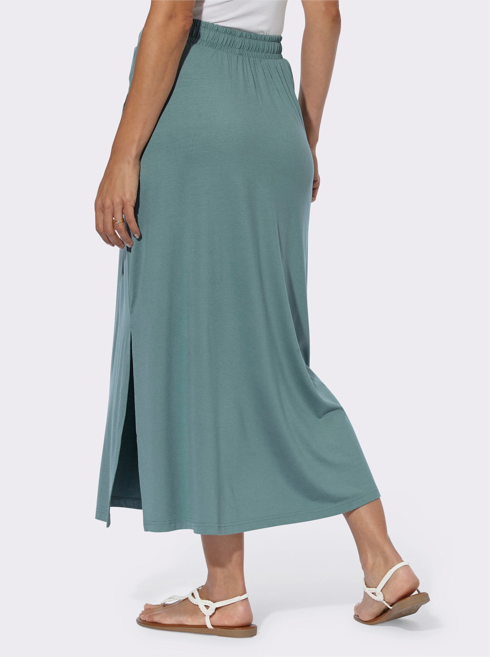 Džers. sukňa s boč.rázporkom - nefritová