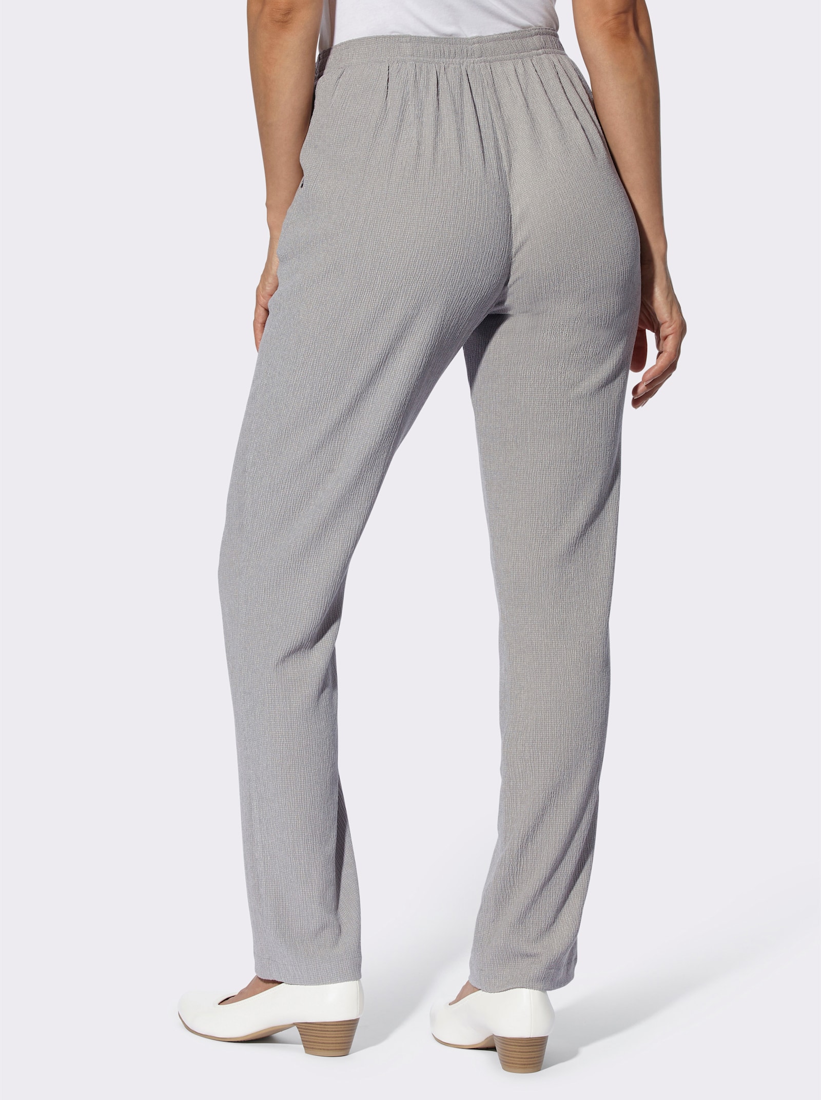 Comfortbroek van gestructureerd materiaal - steengrijs