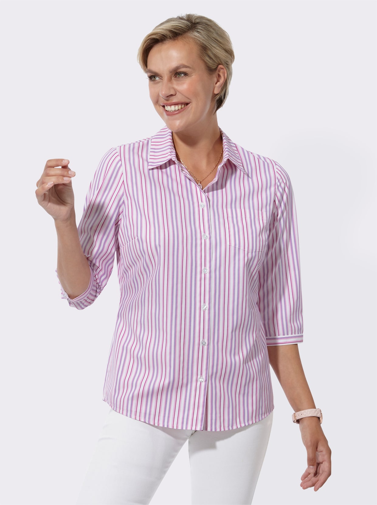 Gestreepte blouse - fuchsia/roze gestreept