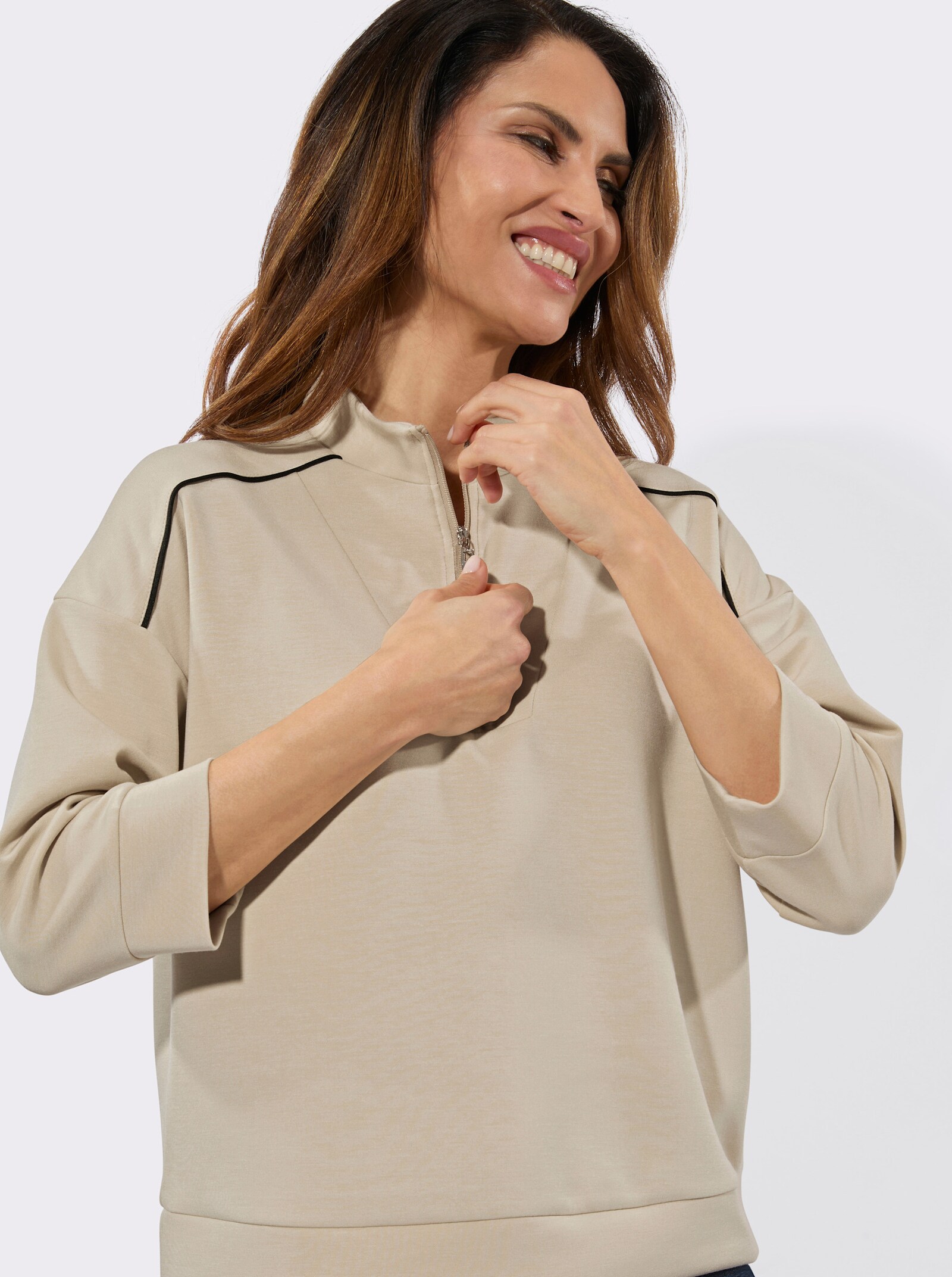 Sweatshirt mit 50% Modal - sand
