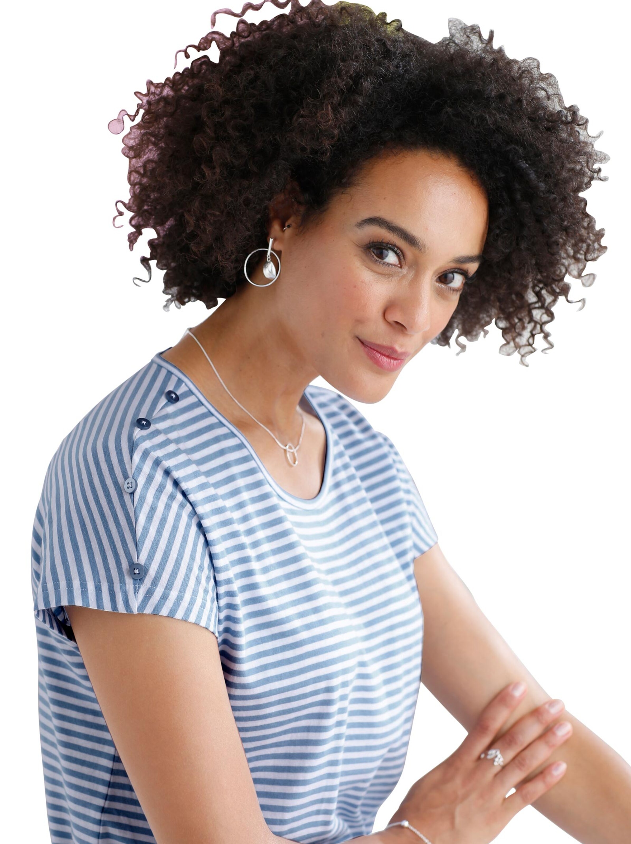 Shirt - himmelblau-geringelt