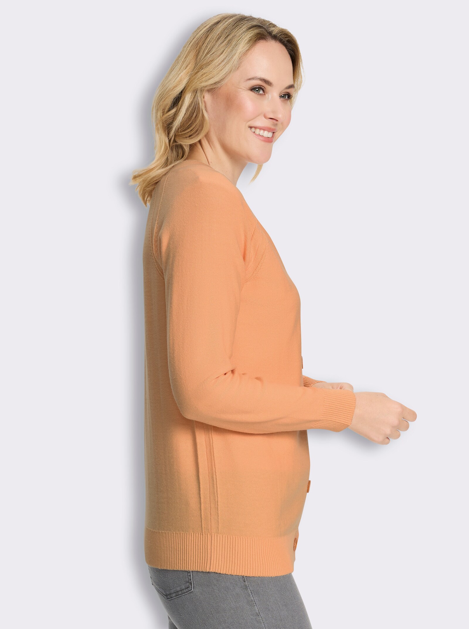 Strickjacke mit Raglan-Ärmeln - apricot