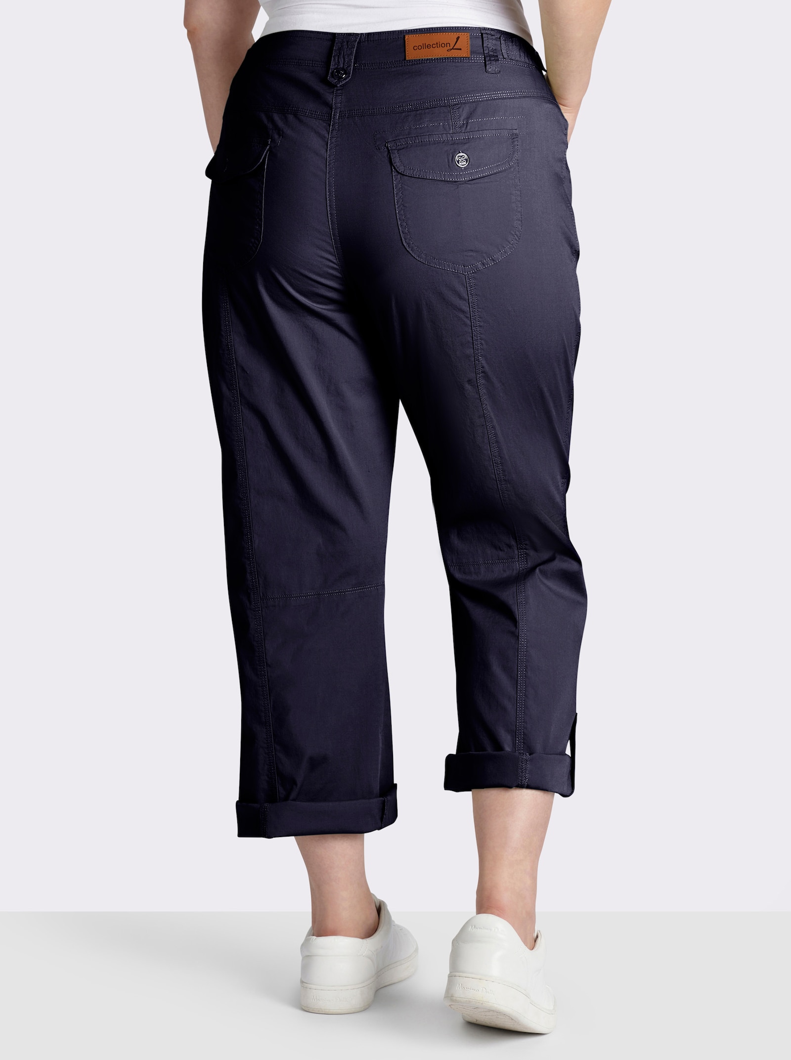 Baumwollhose mit krempelbaren Beinen - marine