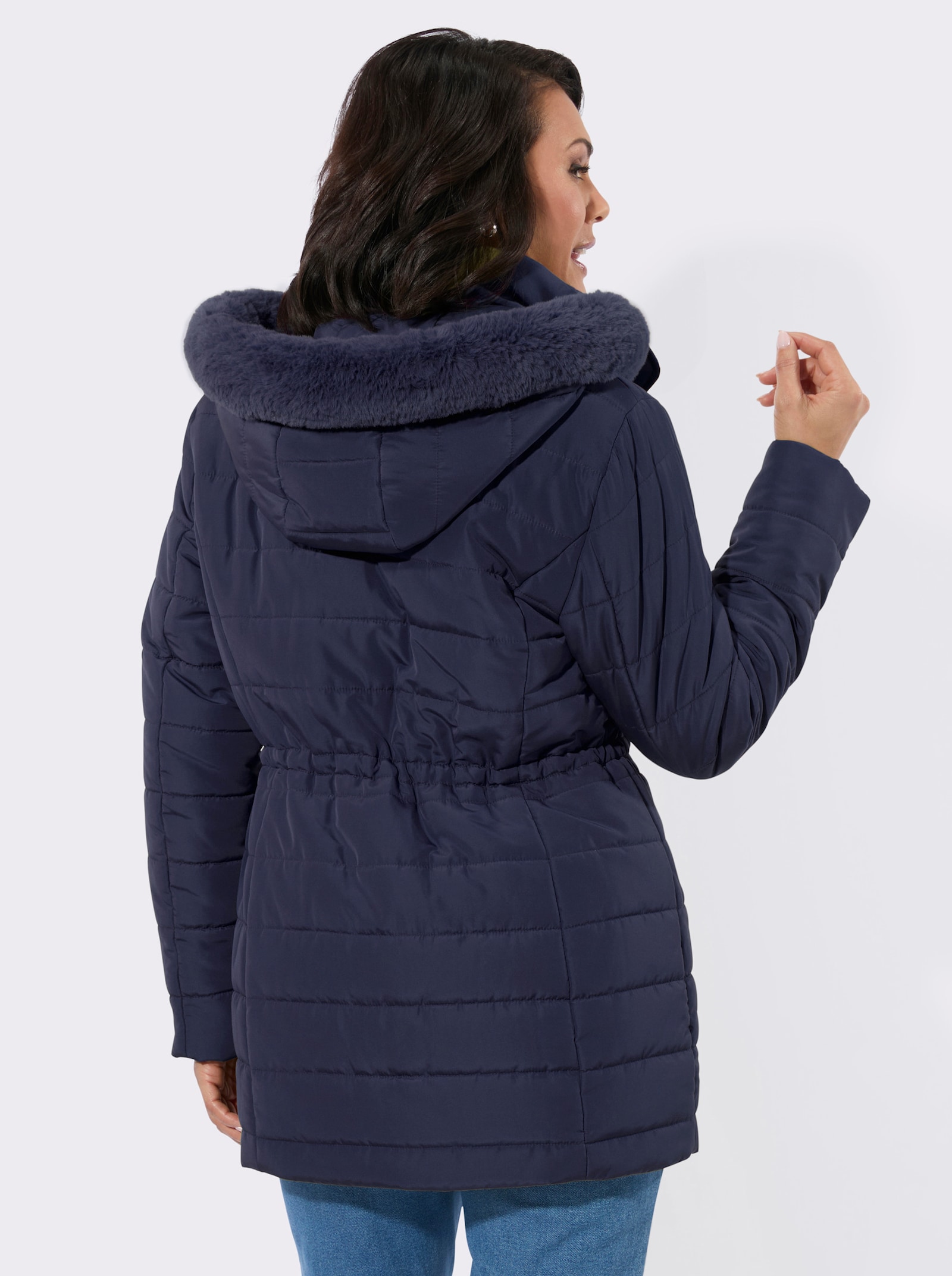 Steppjacke mit verdecktem Reißverschluss - marine