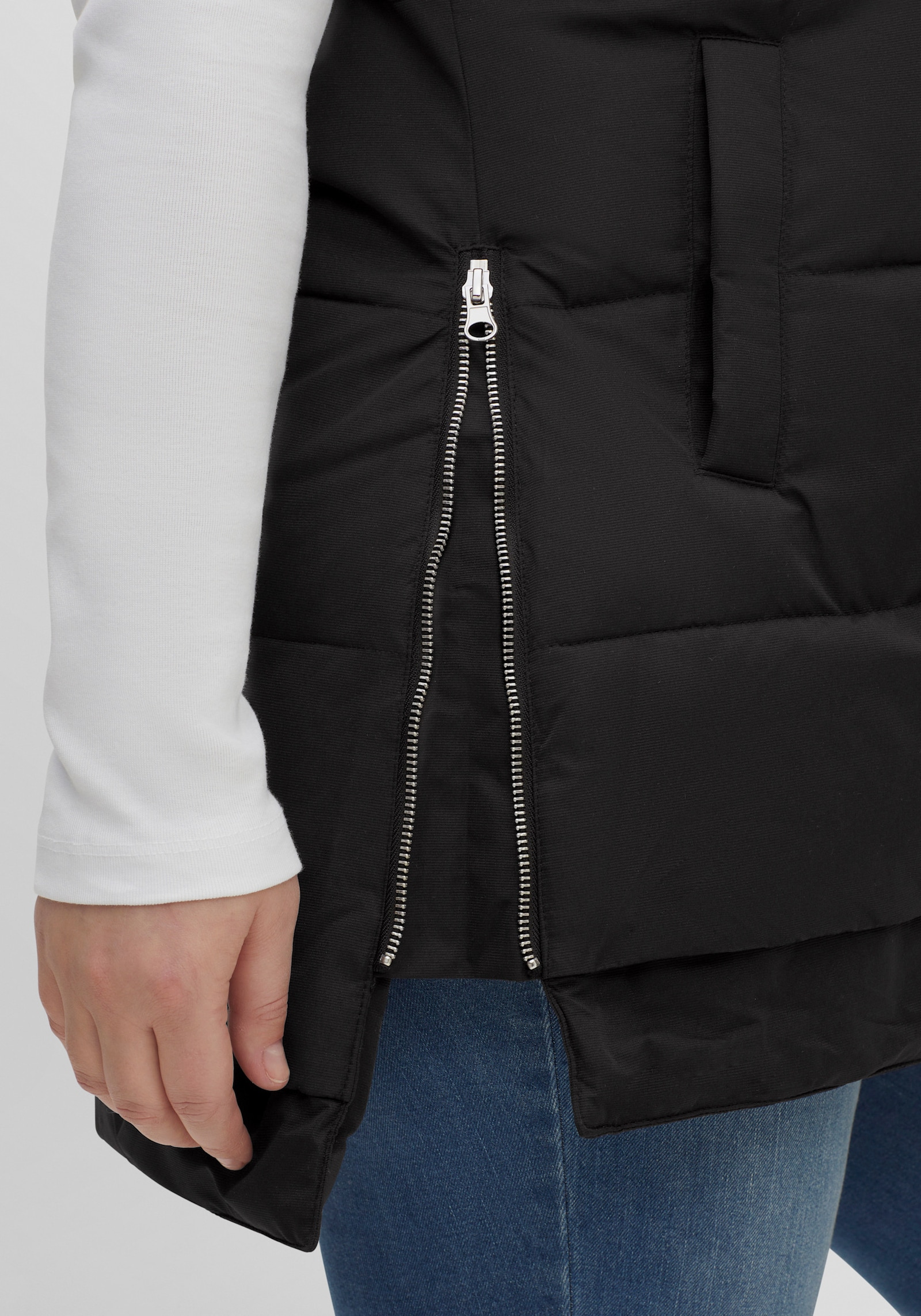 sheego Steppweste im Lagenlook - schwarz