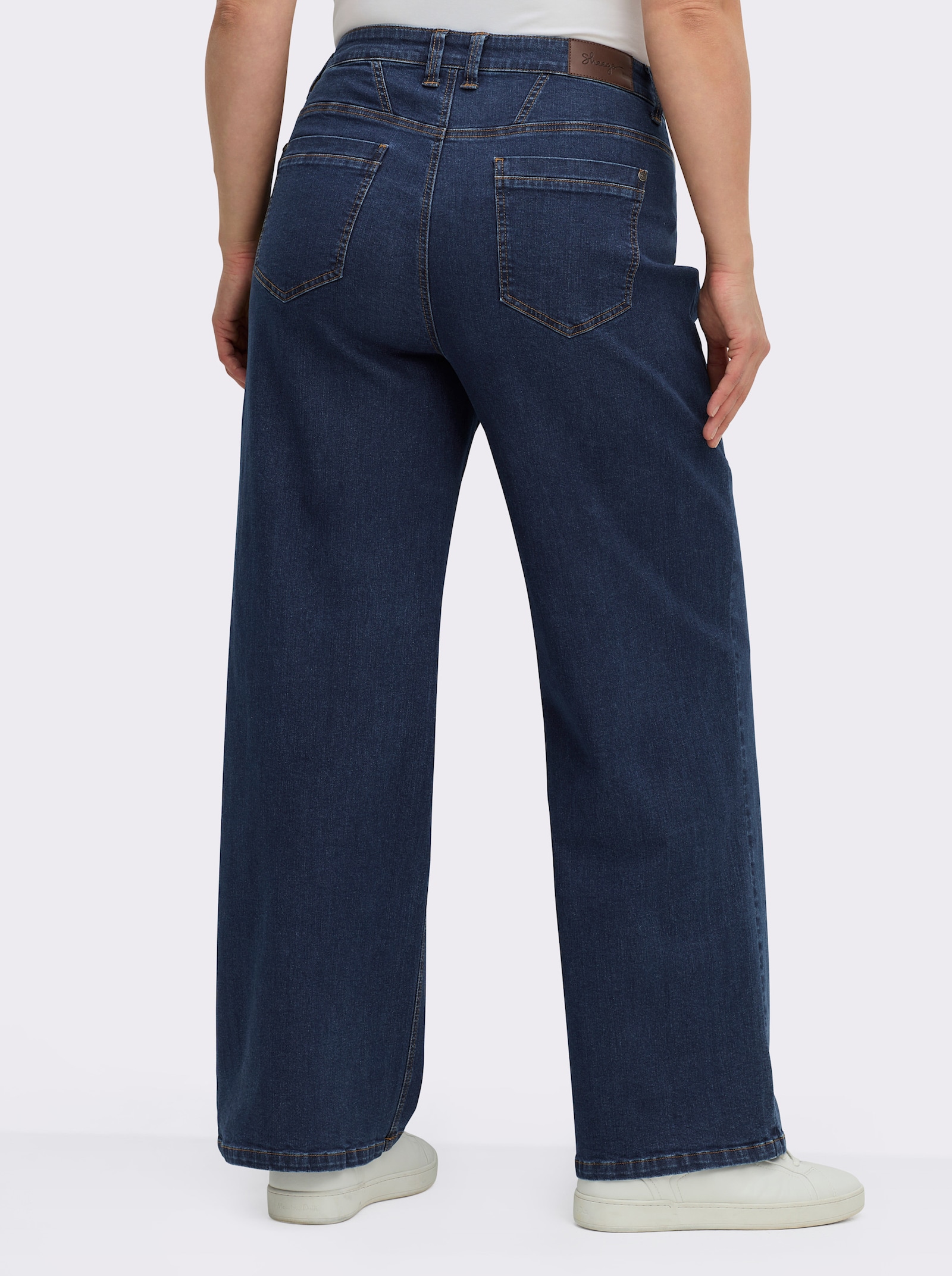 sheego Jeans met wijde pijpen en paspels - blue-stonewashed