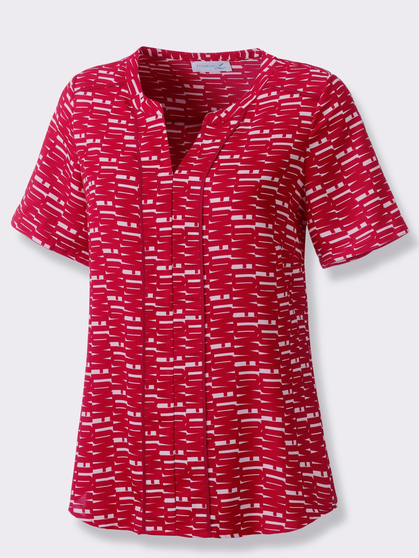Druckbluse mit Paspeln - rot-weiß
