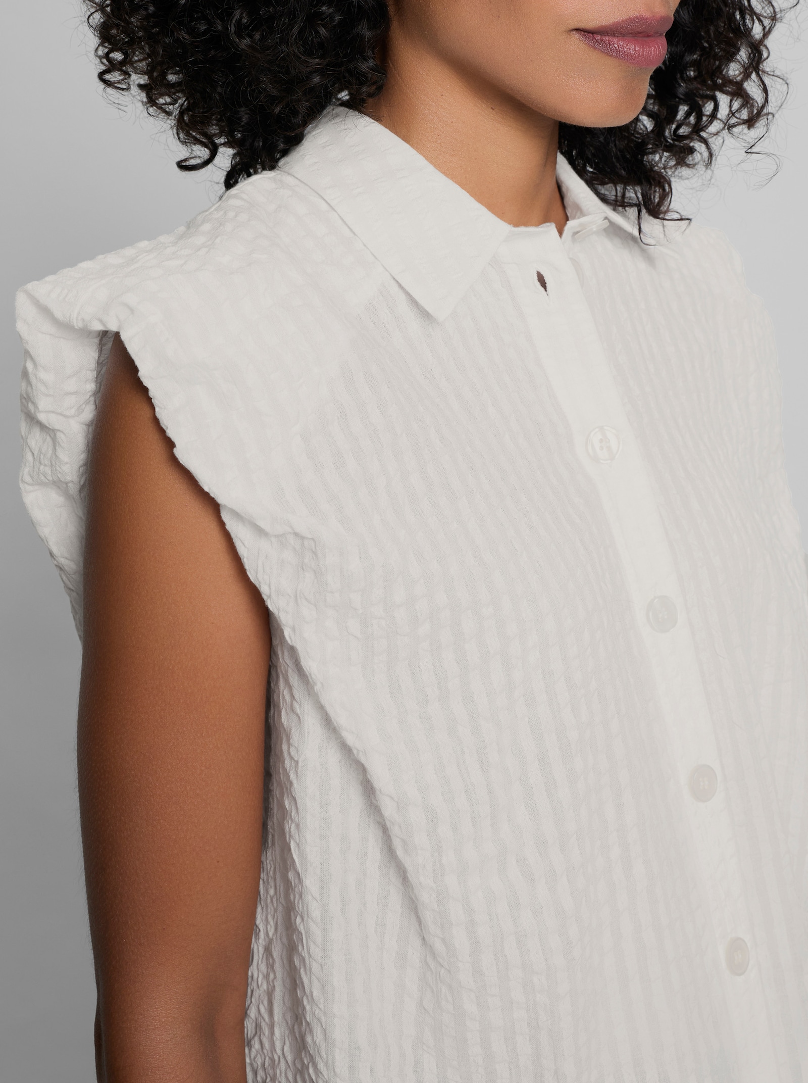 heine Ärmellose Bluse aus Seersucker - ecru