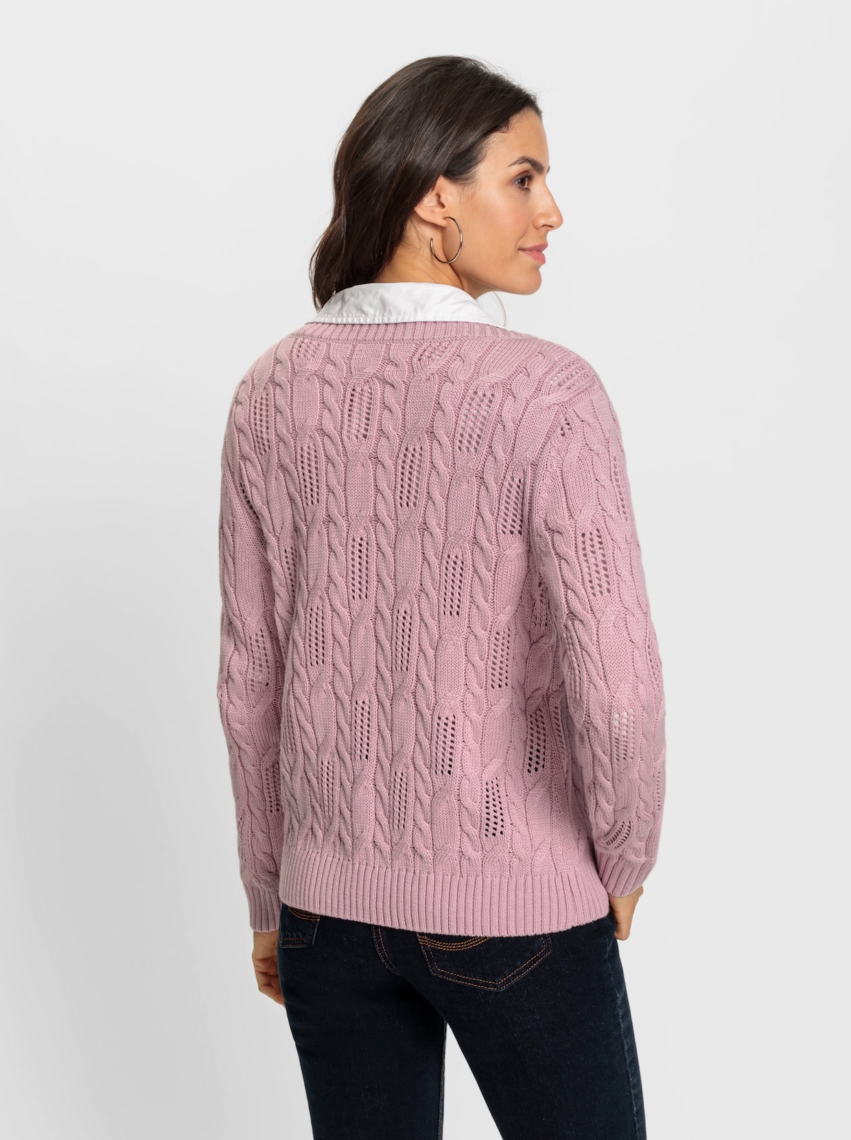 V-Ausschnitt-Pullover - rosé