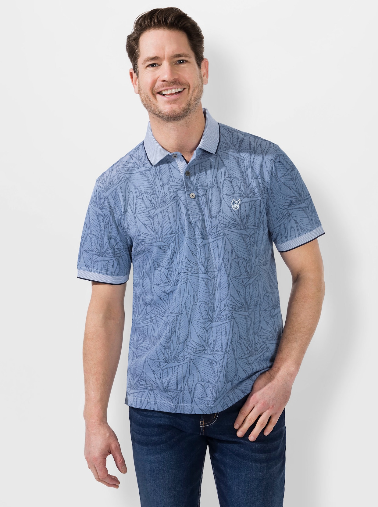 Hajo Shirt met korte mouwen - middenblauw gedessineerd