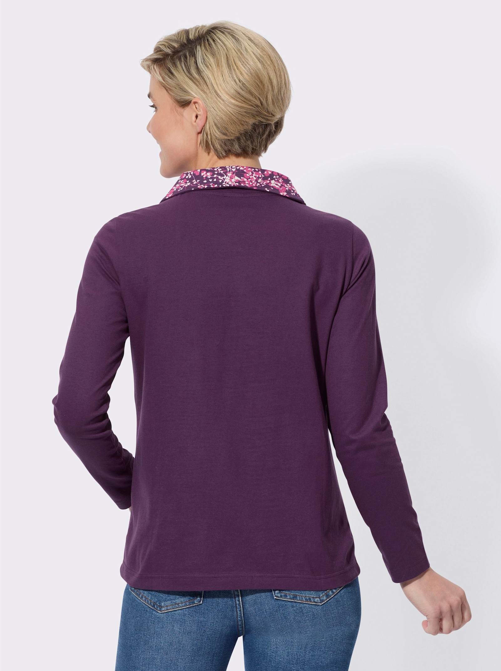 Schipperstrui met gedessineerde binnenkant van de kraag - druif