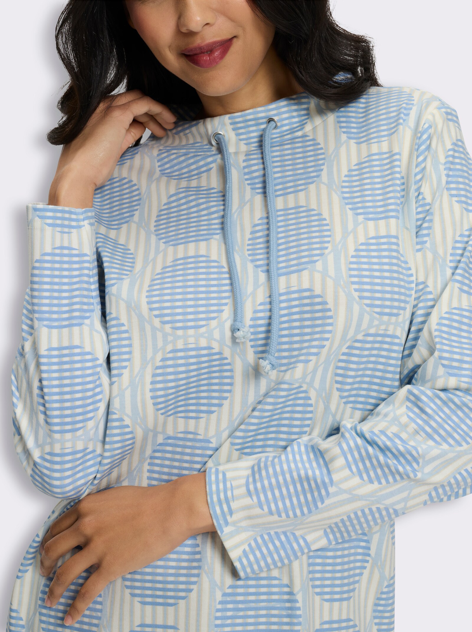 Sweatshirt mit Stehkragen - hellblau-himmelblau-bedruckt