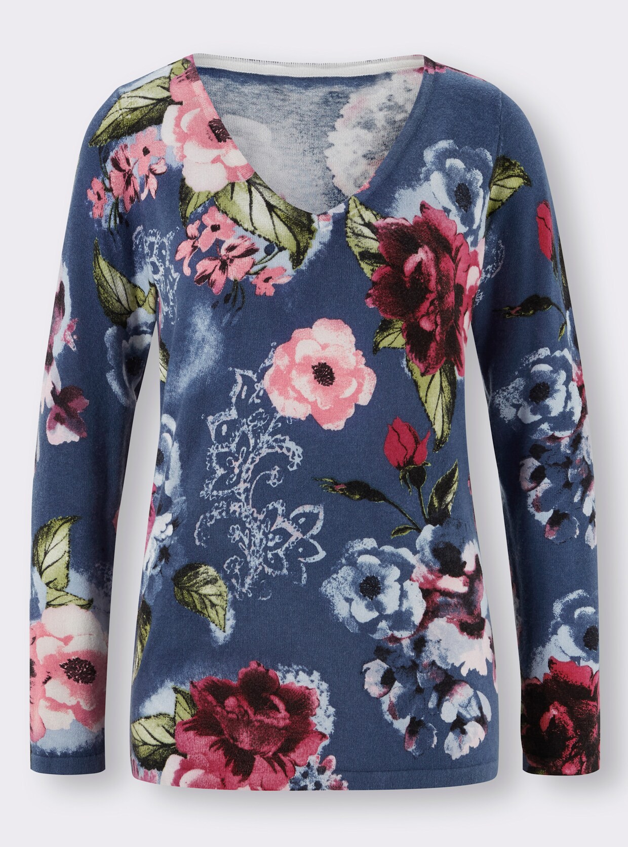 heine Druck-Pullover - jeansblau-bleu-bedruckt