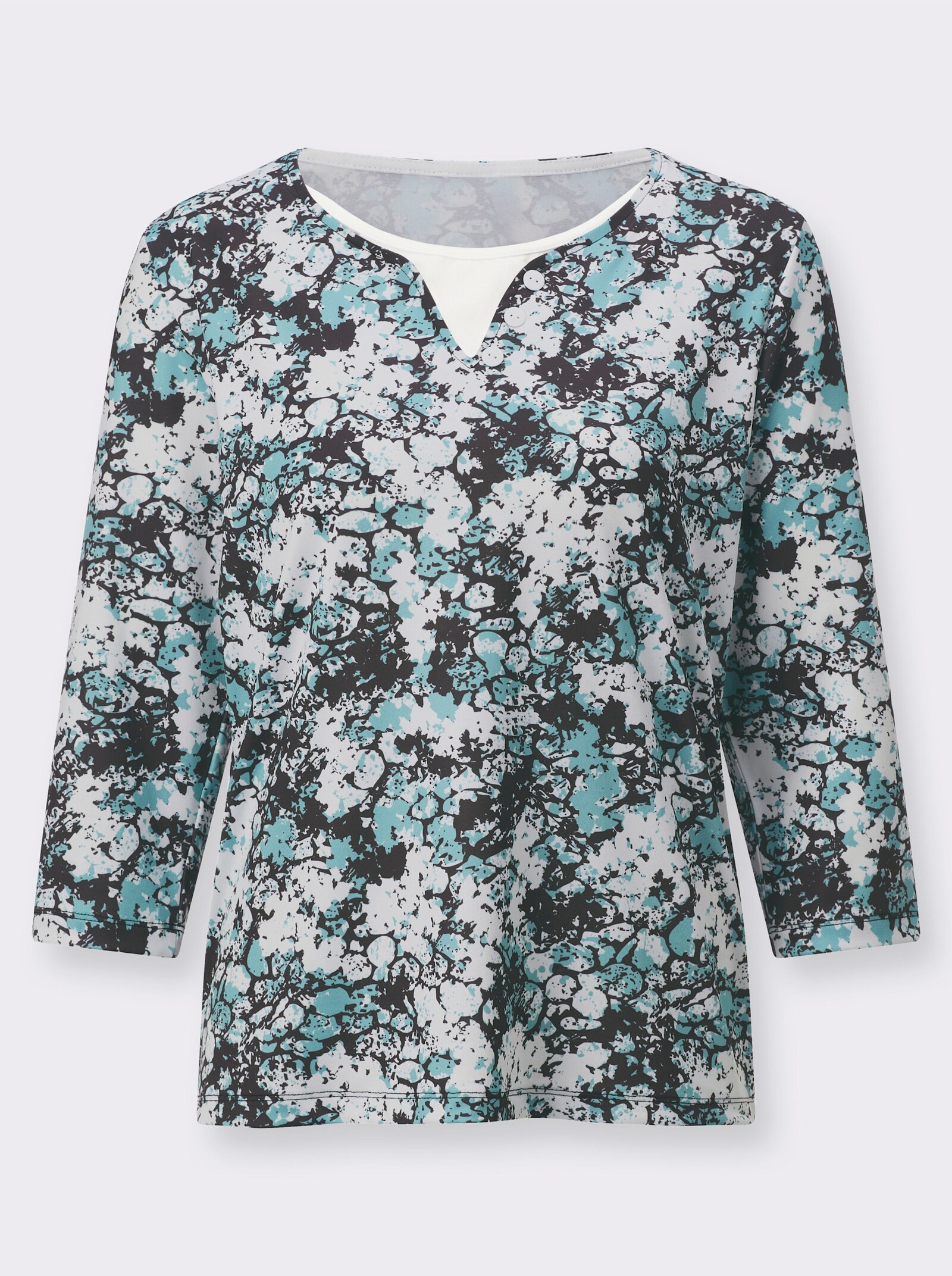 2-in-1-Shirt in formstabiler Jersey-Qualität - salbei-schwarz-bedruckt