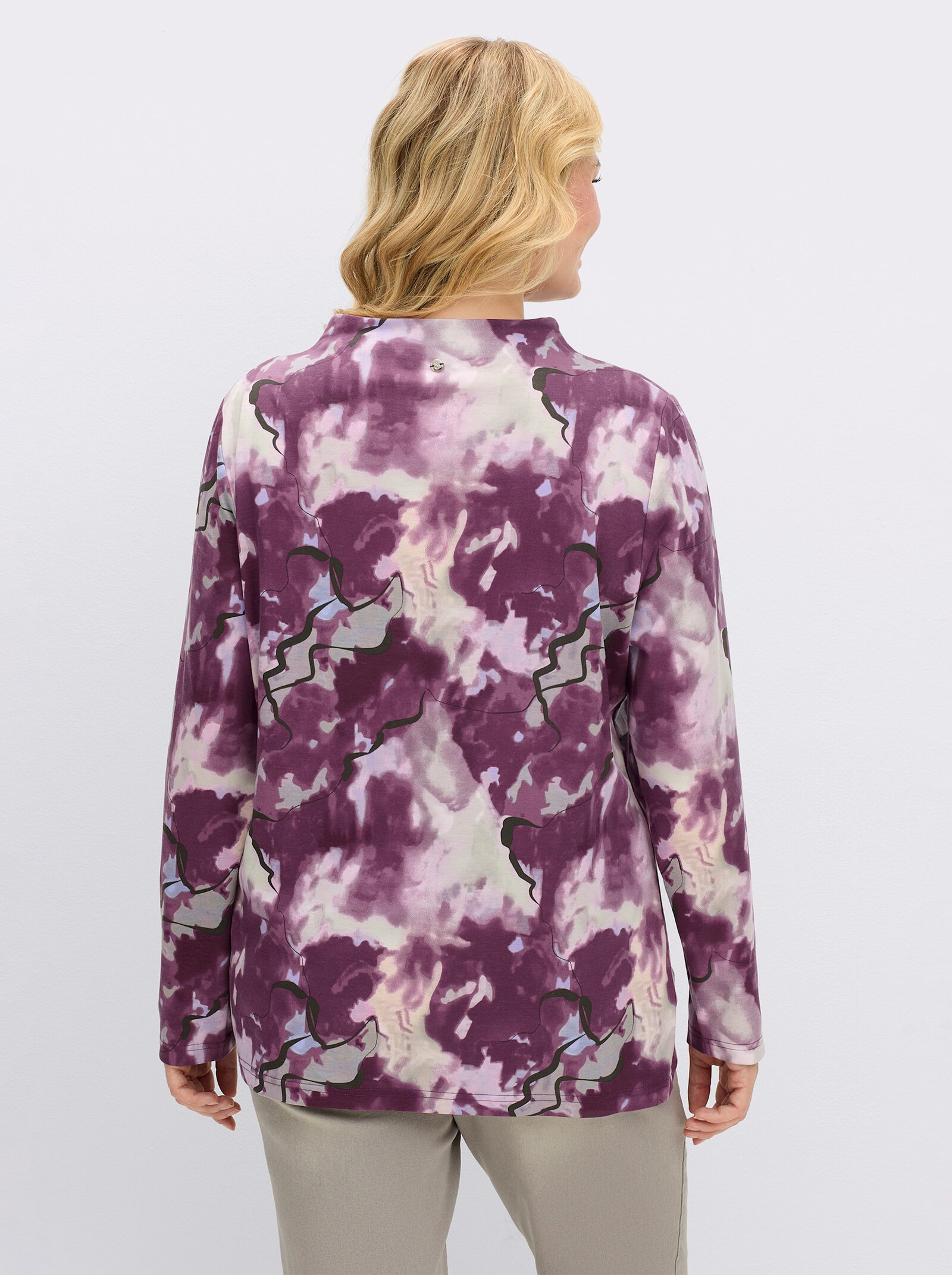 sheego Shirt mit Batik-Effekt - bordeaux-bedruckt