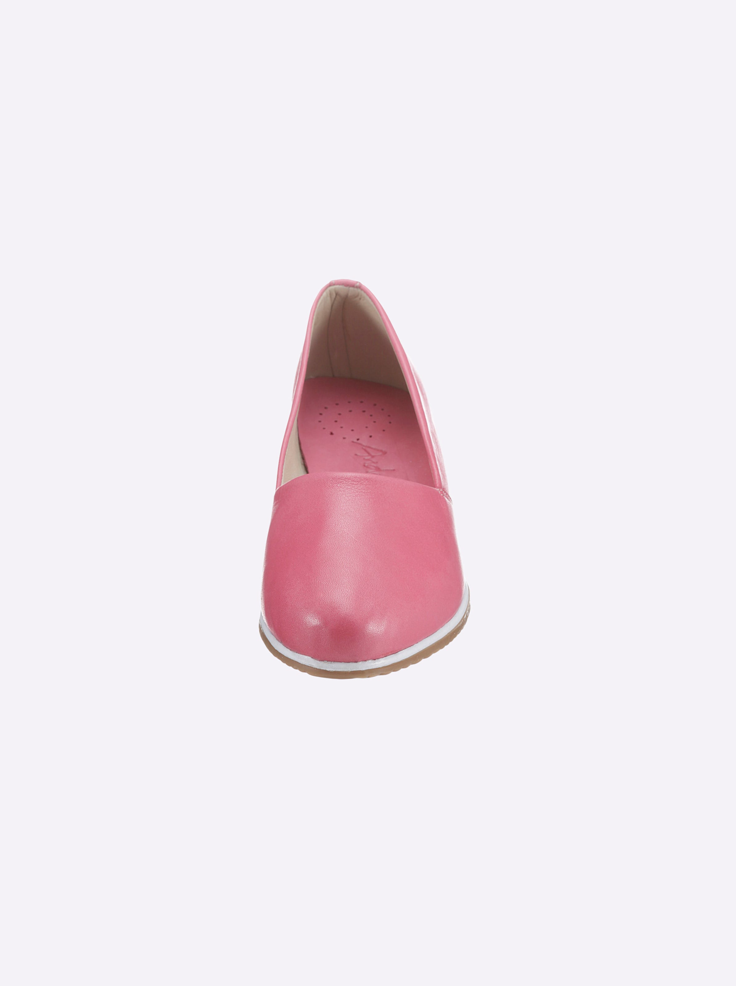 Sohle Leder  günstig Kaufen-Slipper in pink von Andrea Conti. Slipper in pink von Andrea Conti <![CDATA[Slipper Aus weichem Rind-Nappaleder. Tolle Optik durch die besondere Schnittführung. Mit kontrastfarbener Sohle. Futter und Innensohle: Leder. Schuh fällt klein aus, bitte eine 