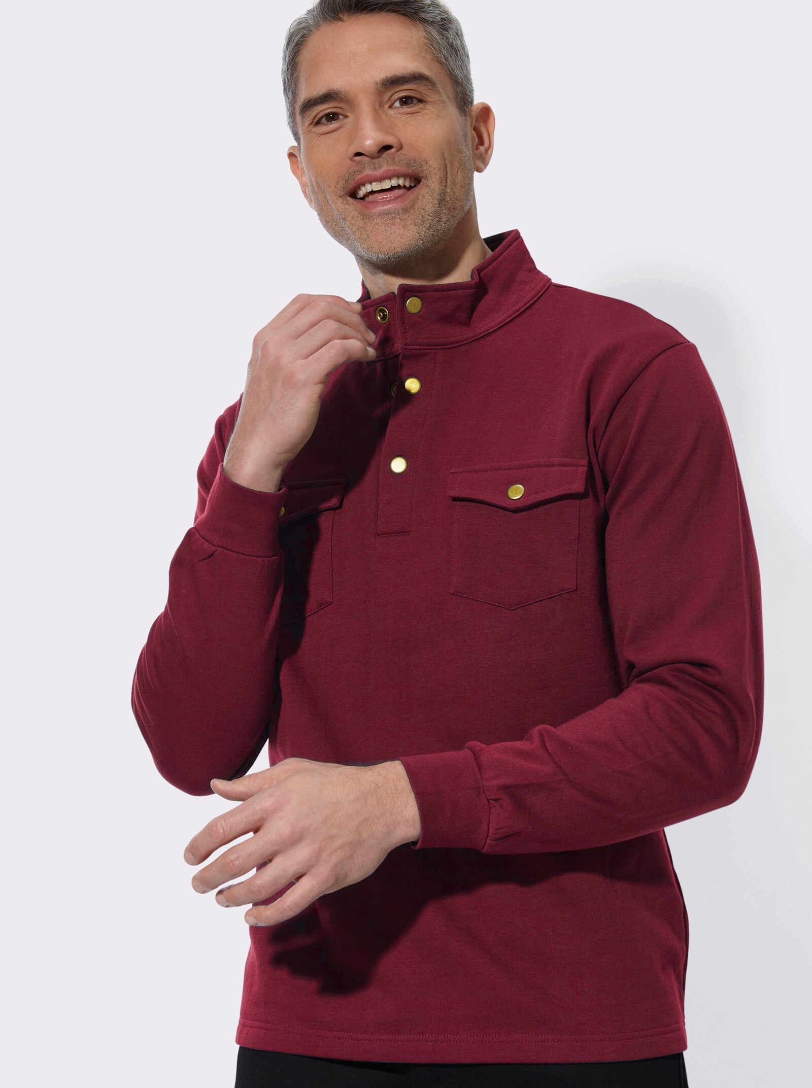 Sweatshirt mit Stehkragen - dunkelrot