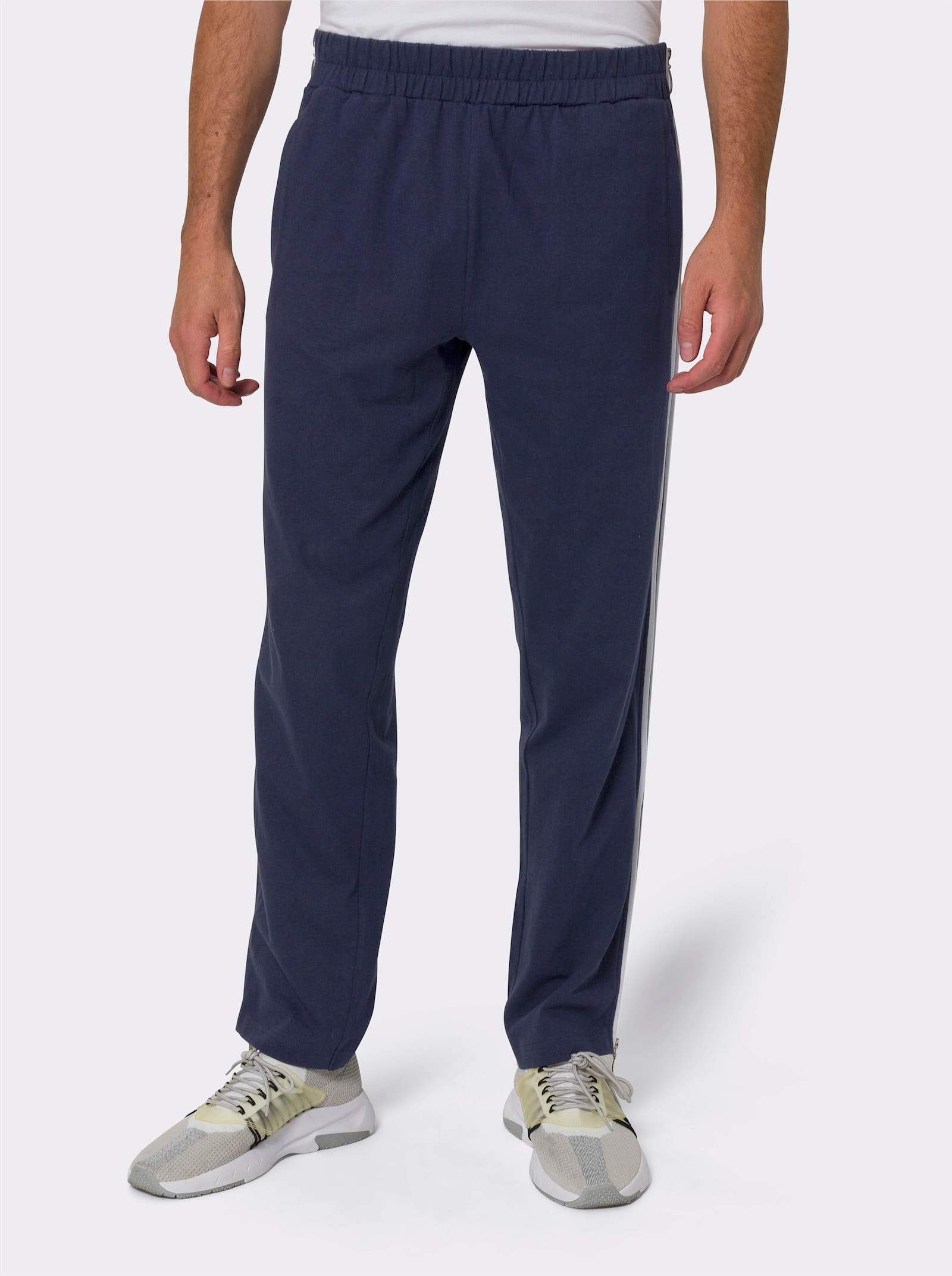 Freizeithose mit Bein-Zipper - marine