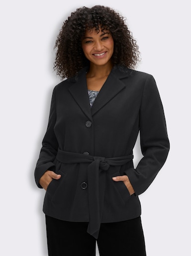 sheego Wolljacke mit Bindegürtel - schwarz