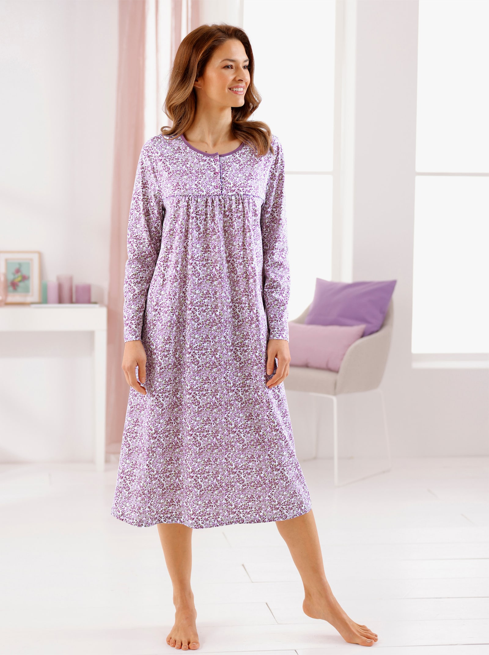 wäschepur Noční košile ve střihu mírně do A - orchideová