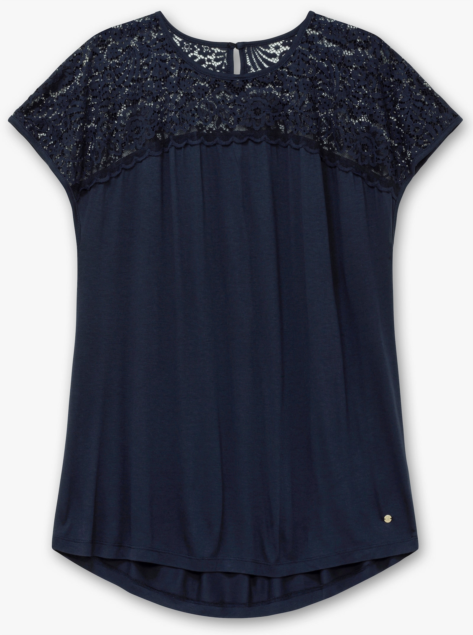 sheego Spitzenshirt in A-Linie - tiefblau