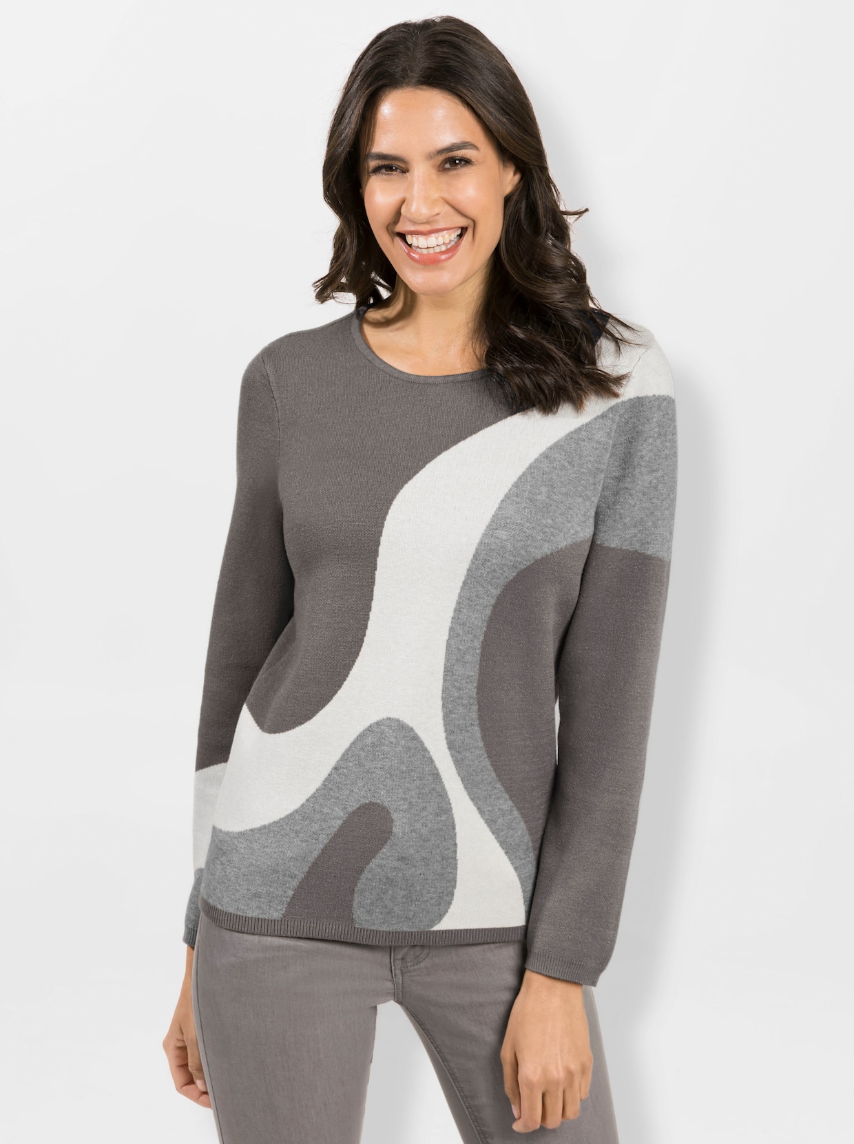 Pullover met lange mouwen - antraciet/steengrijs gedessineerd