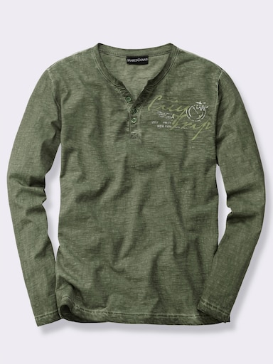 Marco Donati Langarmshirt in Used-Optik - khaki