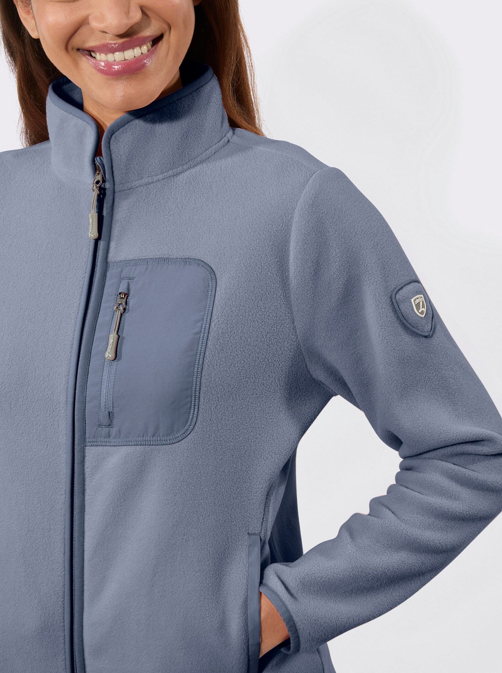 Fleecejacke mit Reißverschluss - taubenblau