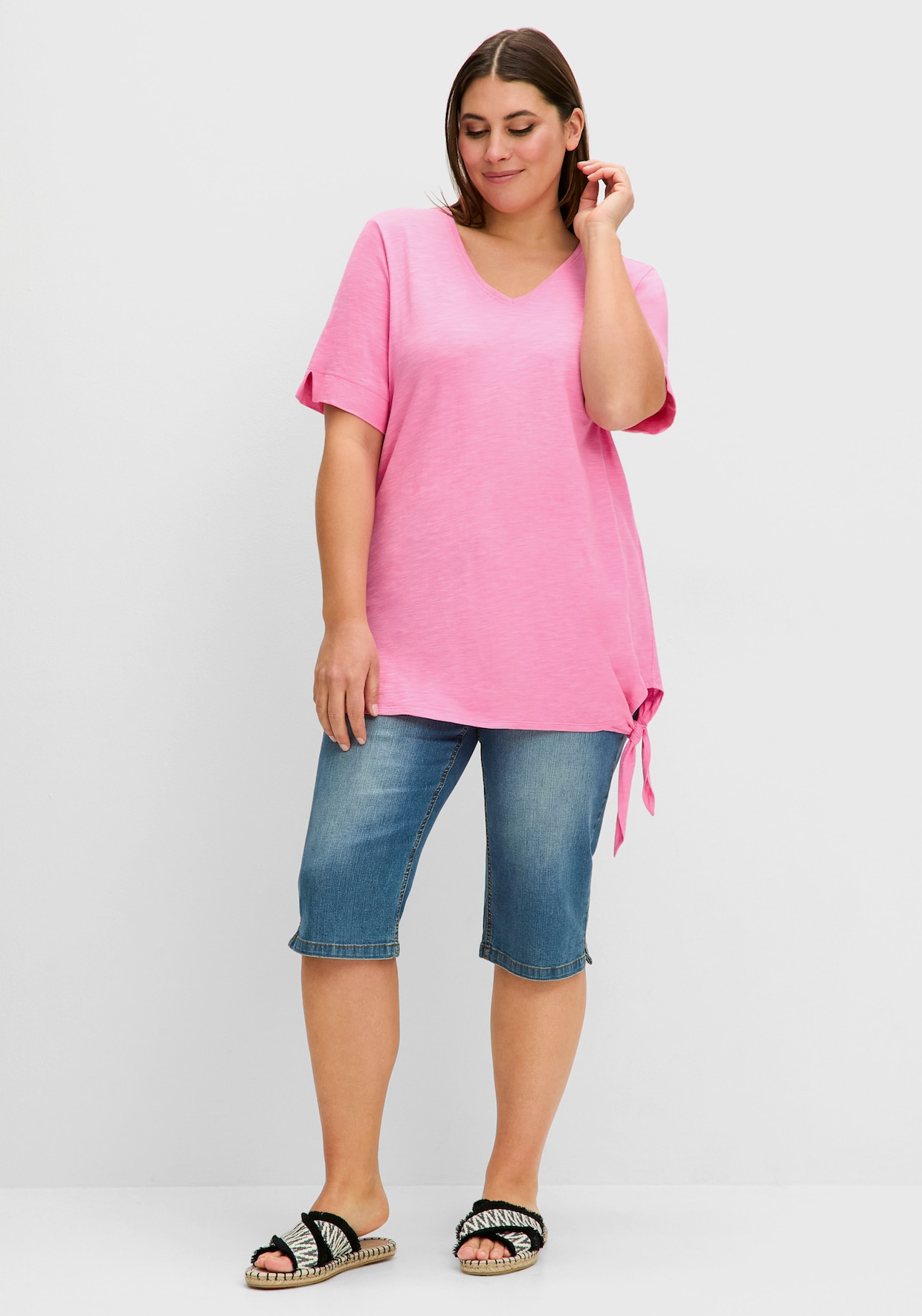 sheego Kurzarmshirt - blumiges pink