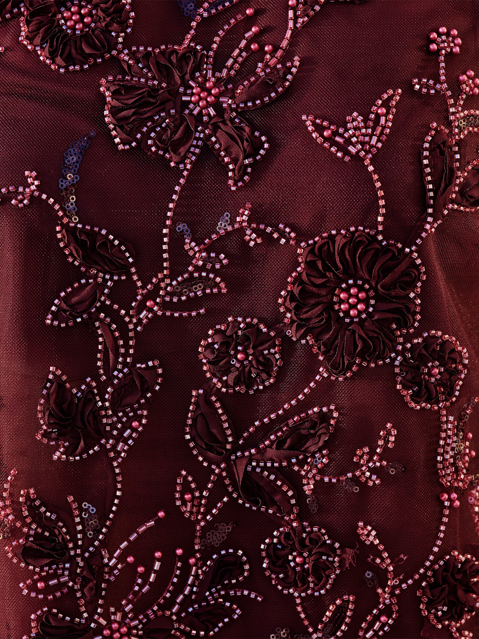 heine Georgettebluse mit Trompetenärmeln - burgund-gemustert