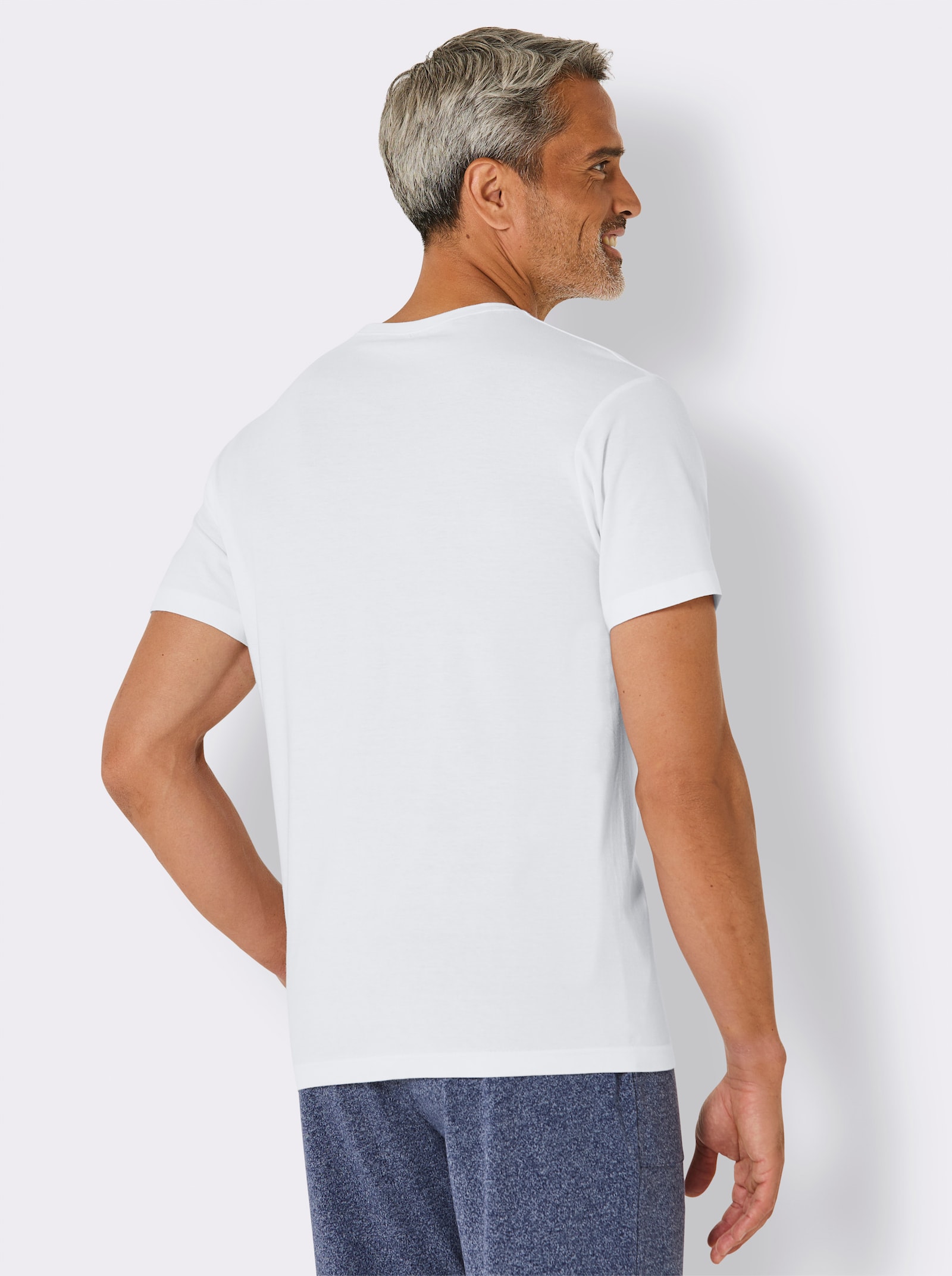 TOM TAILOR Rundhalsshirt mit Logo-Print - schwarz + weiß + anthrazit-meliert