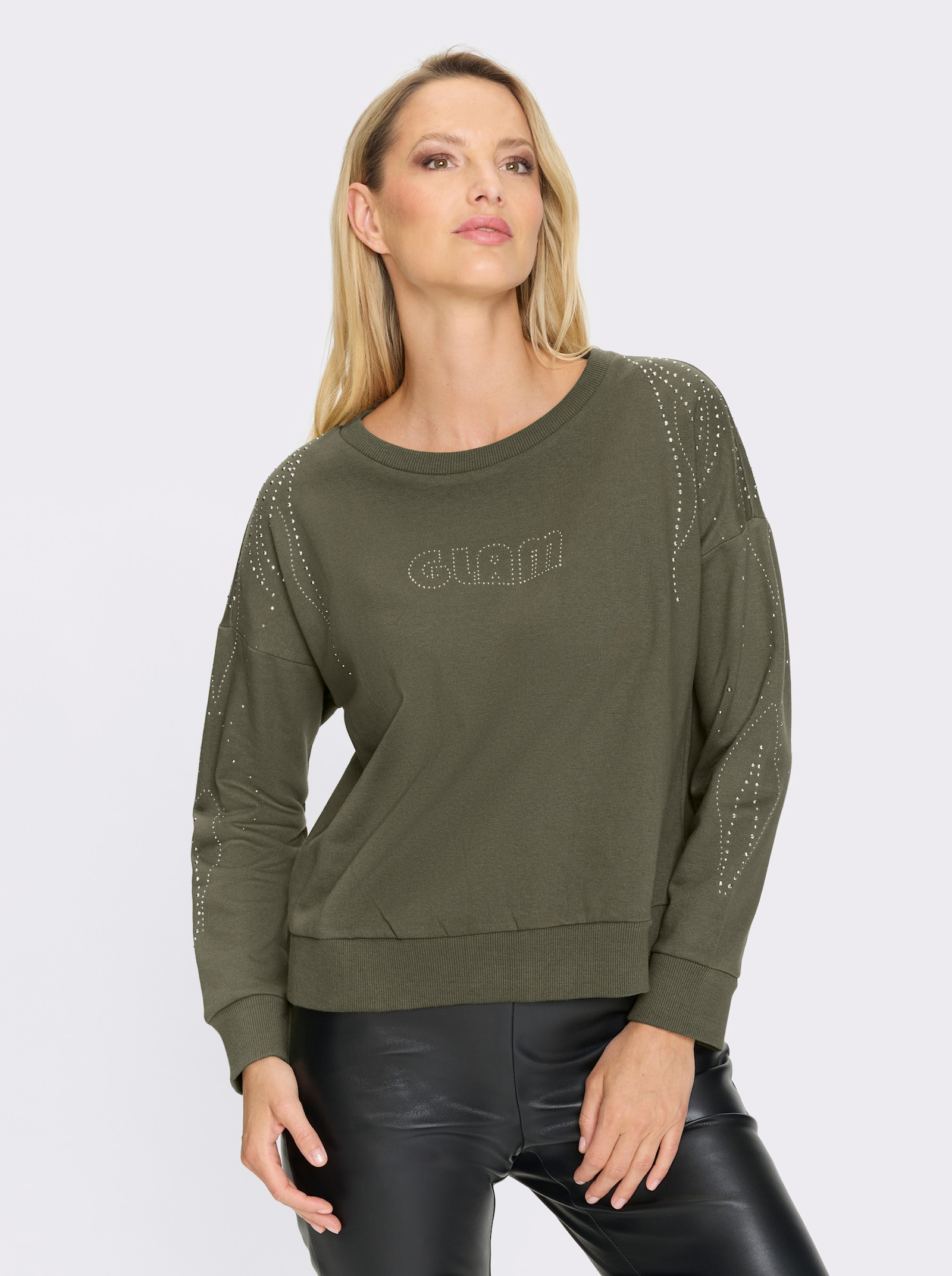 heine Sweatshirt avec détails brillants - kaki