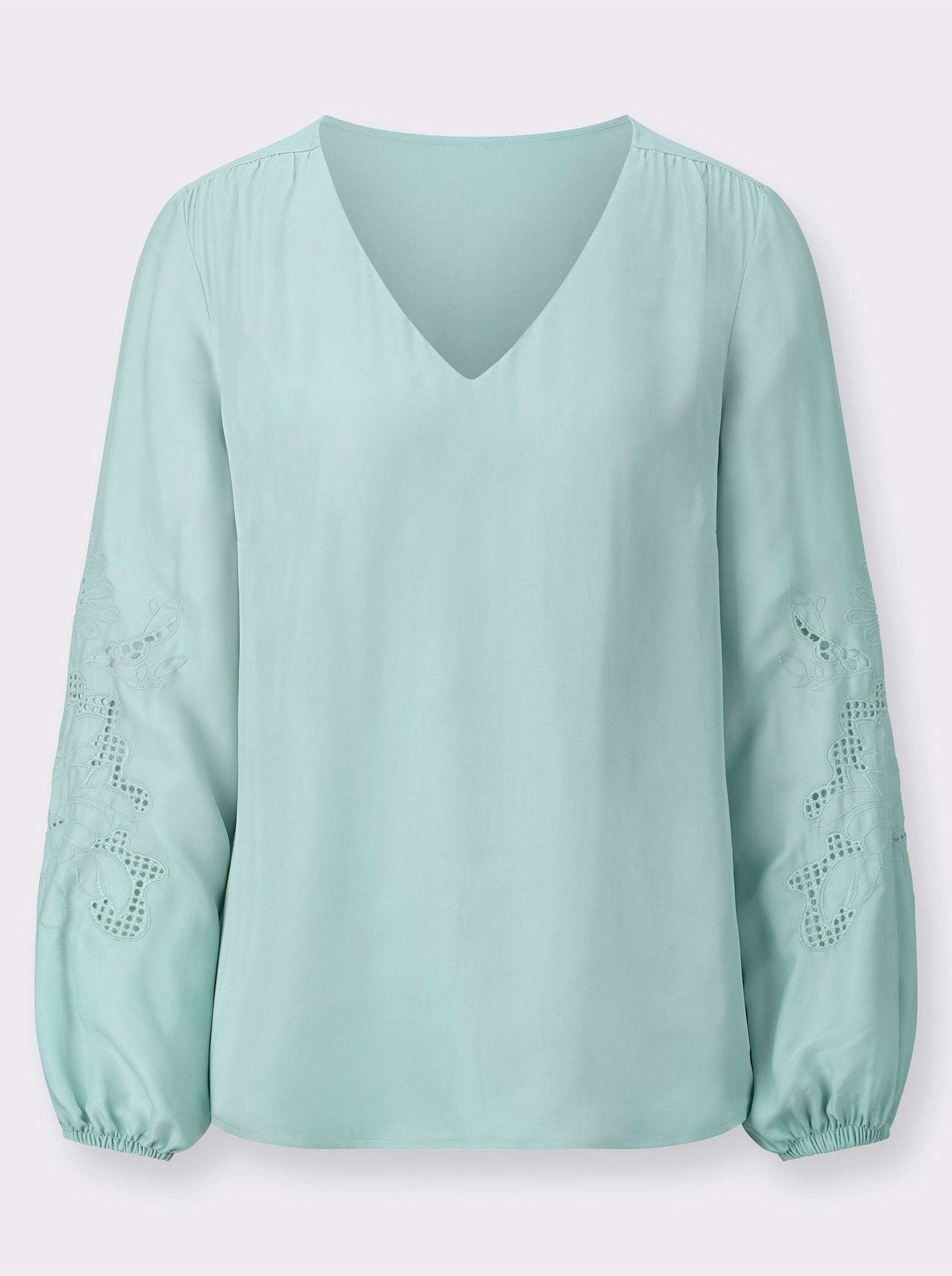 Comfortblouse met ajourwerk - kalkmint