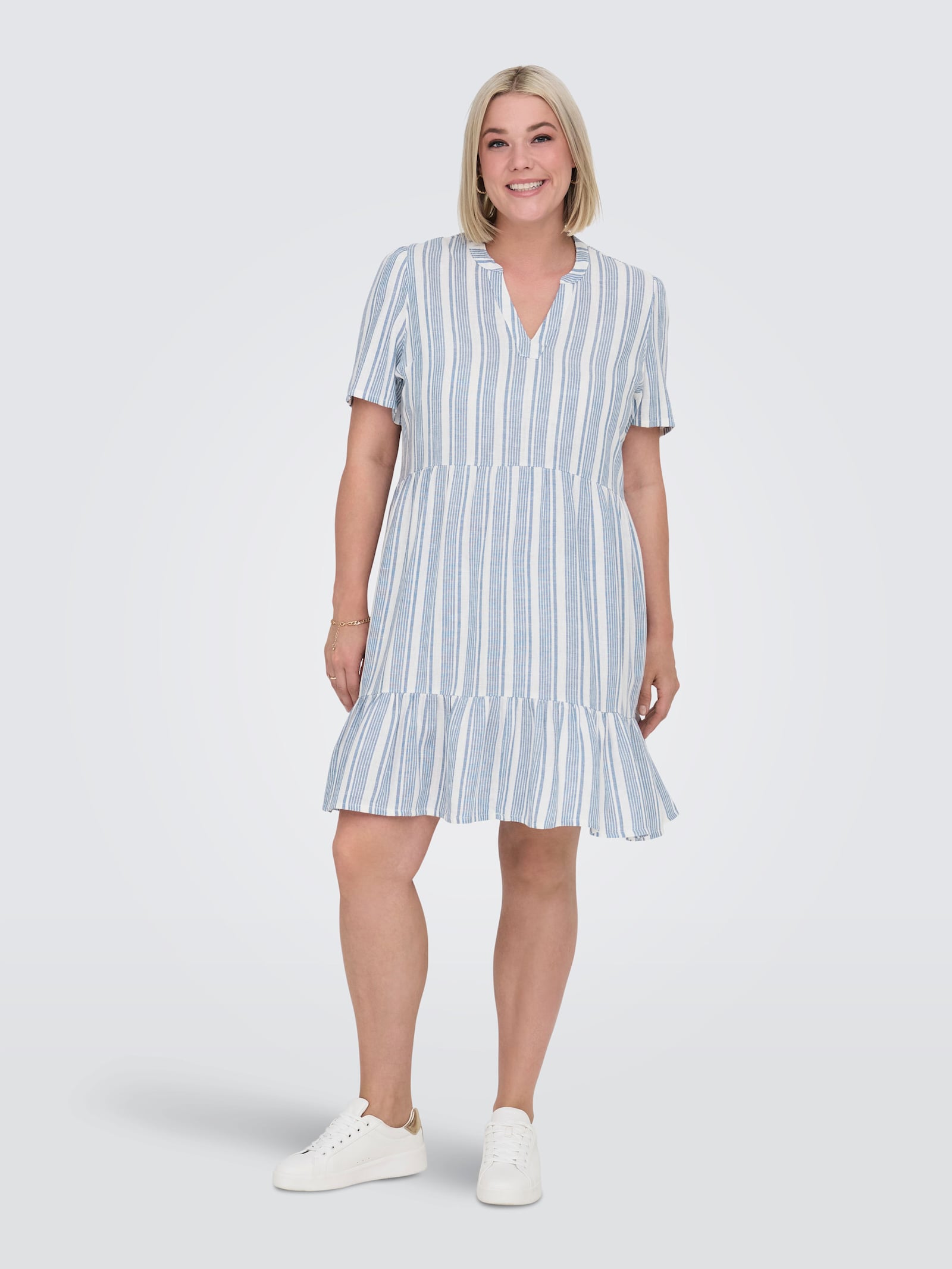 ONLY CARMAKOMA Minikleid - coronet blue stripes:bright white