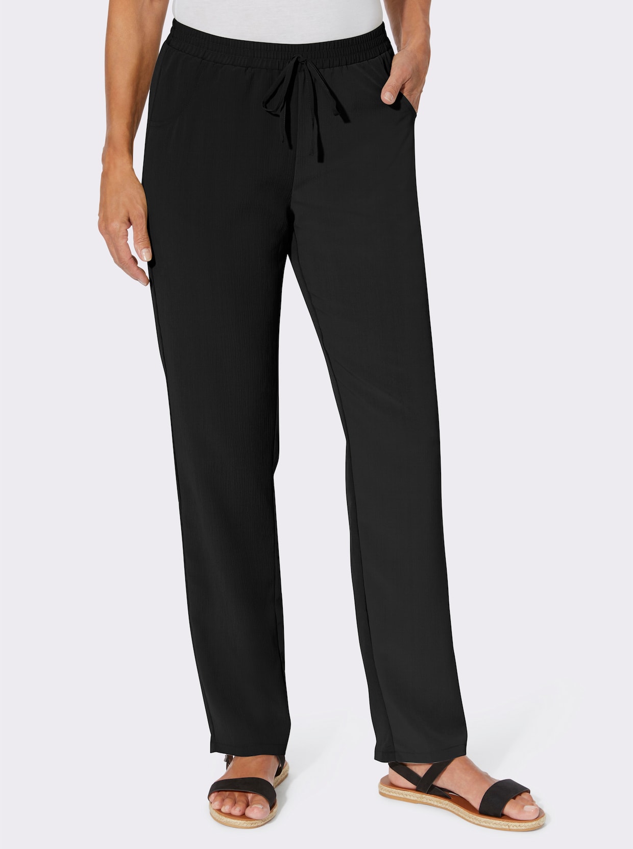 comfortbroek - zwart + zwart/wit bedrukt
