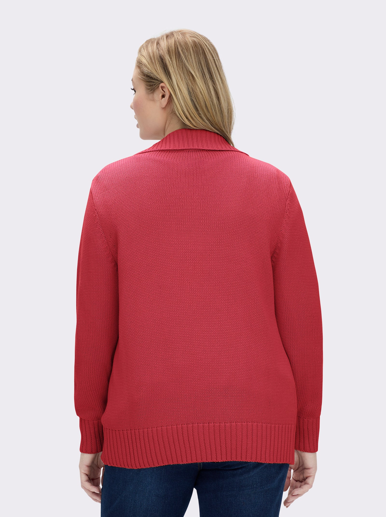 Strickjacke mit 2-Wege-Reißverschluss - korallenrot