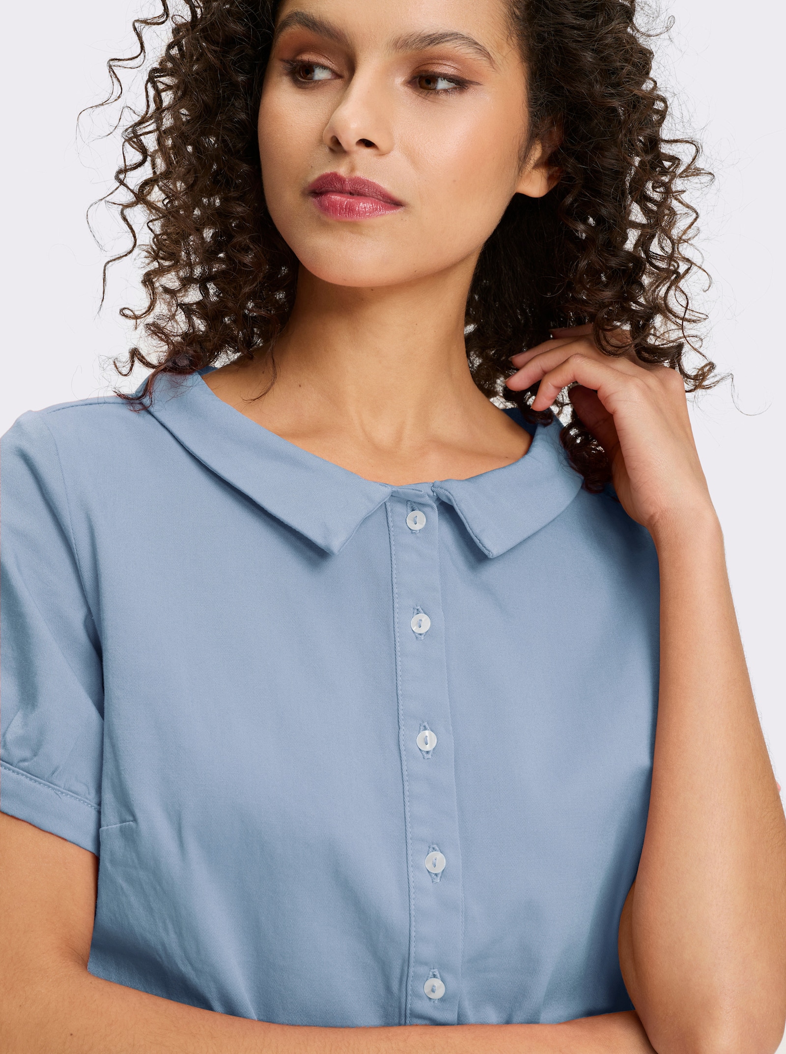 heine Jeansbluse mit Bubikragen - eisblau