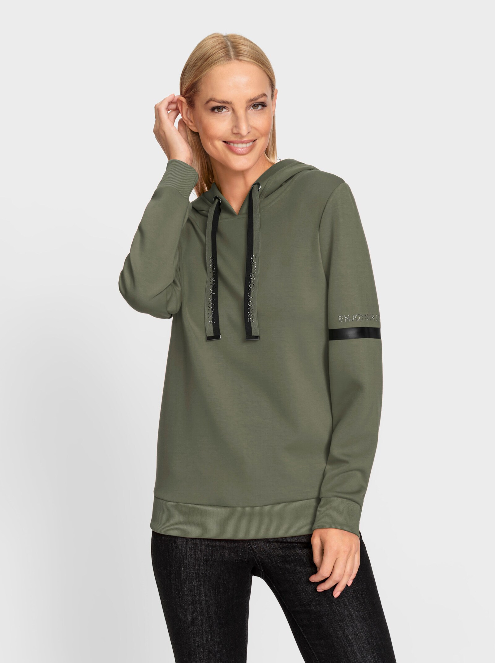 heine Hoodie met opschrift - kaki