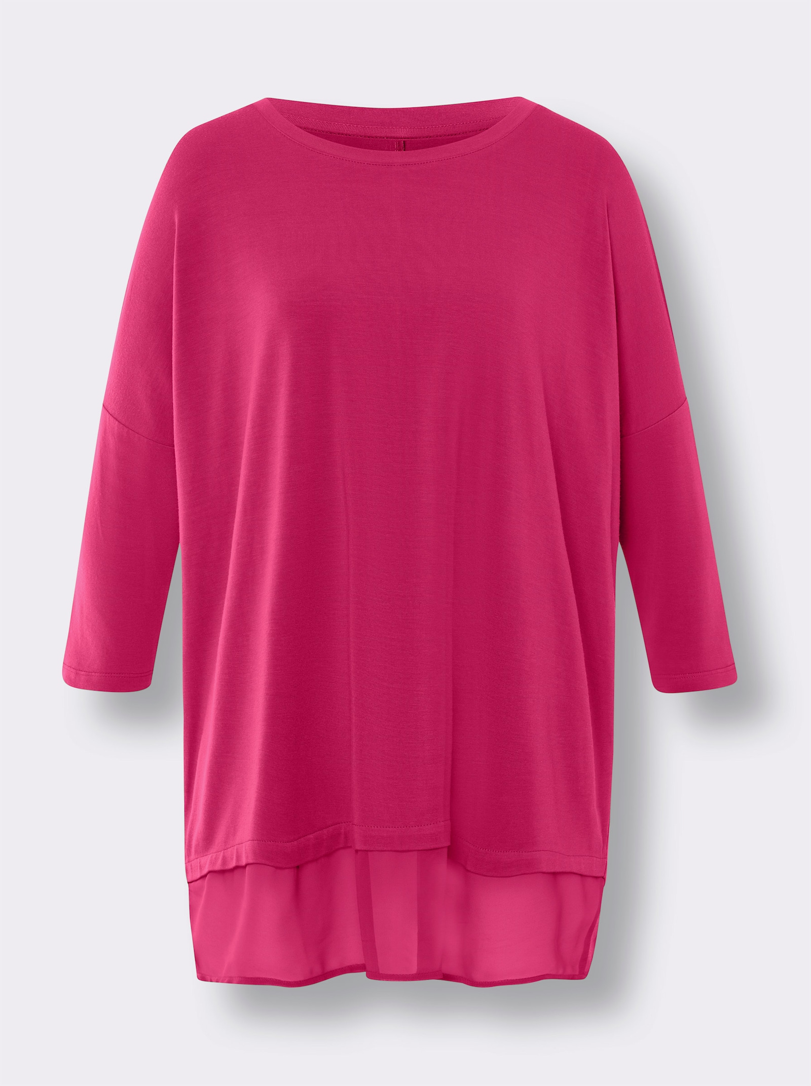 heine Oversize-Shirt mit Chiffon-Saum - pink