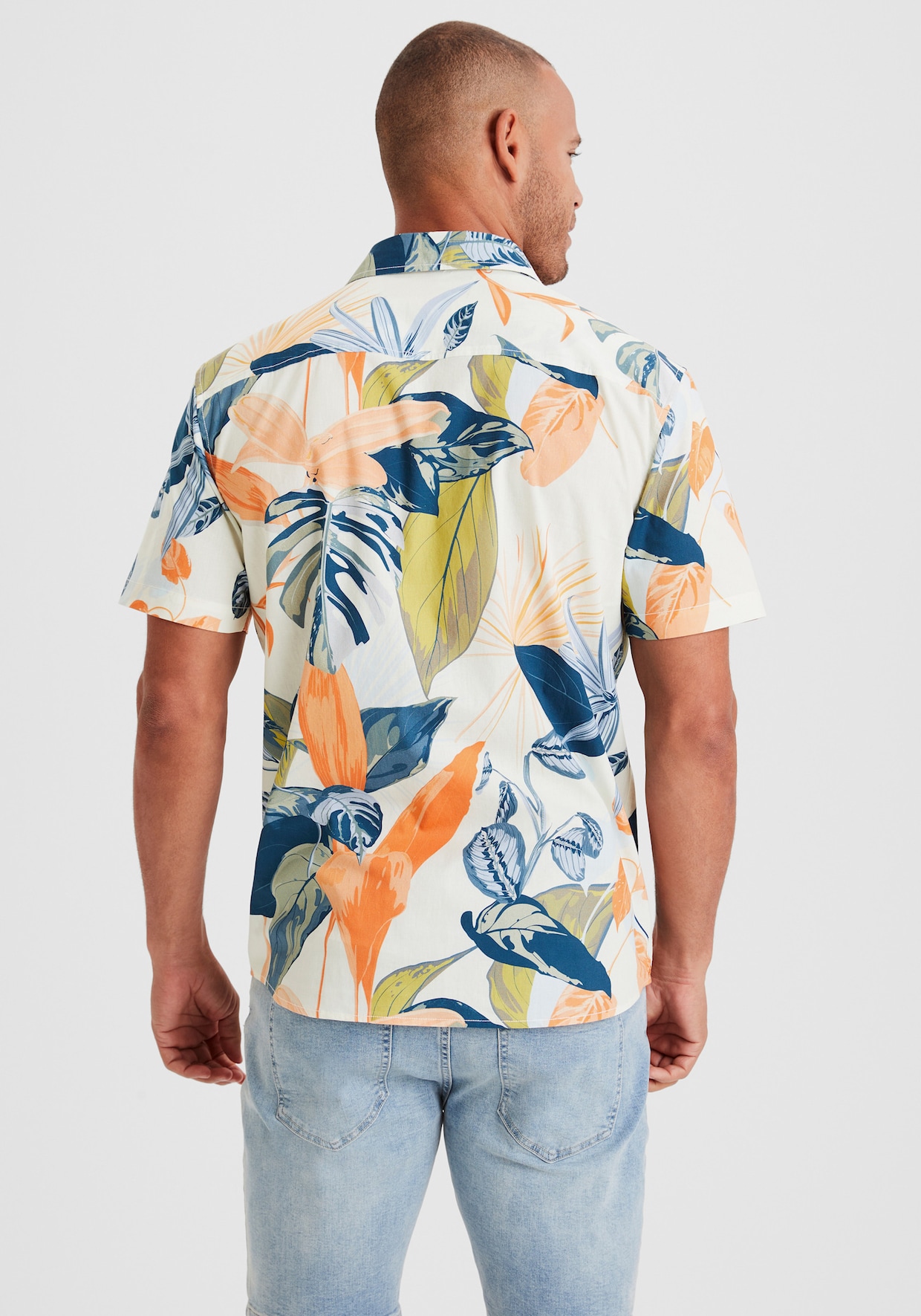 Beachtime Hawaiiaans overhemd - crème geprint