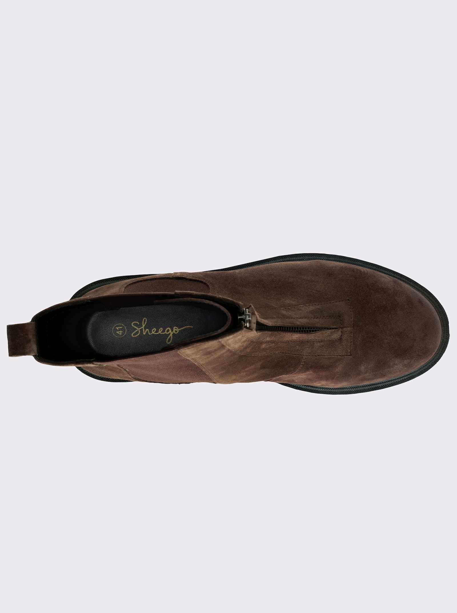 sheego Stiefelette aus Veloursleder - schoko