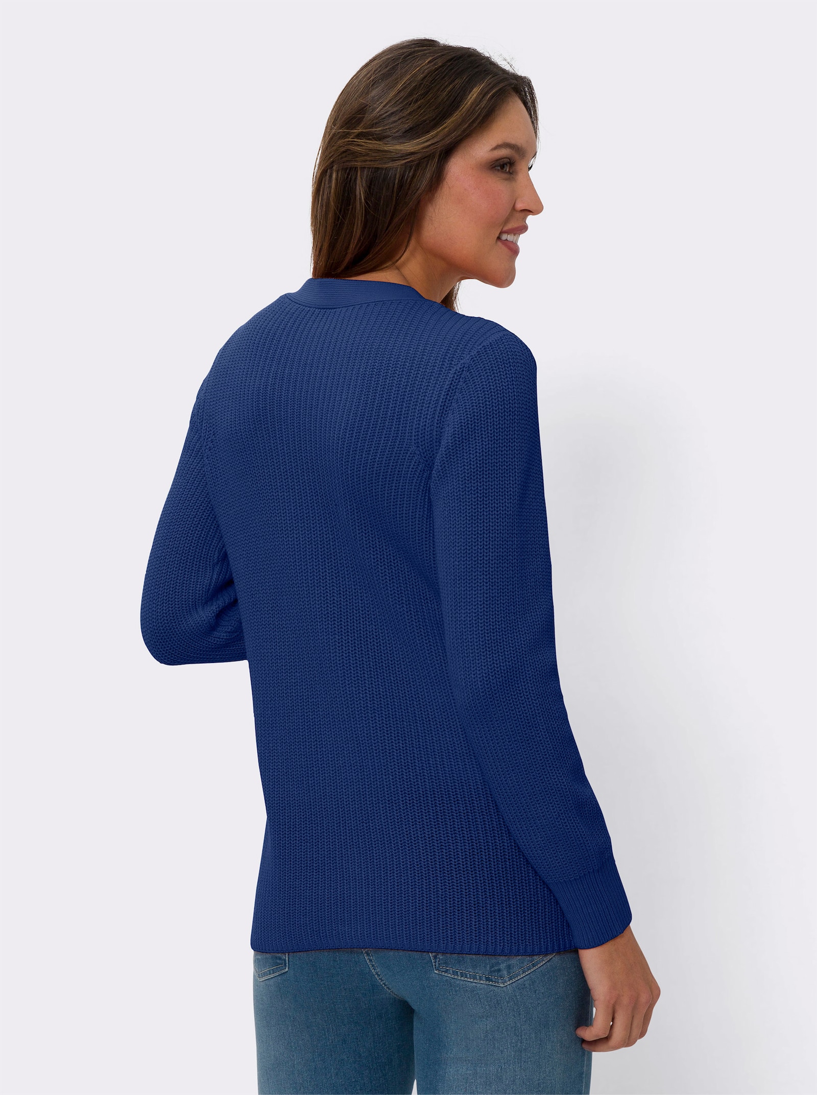 Strickjacke mit V-Ausschnitt - royalblau