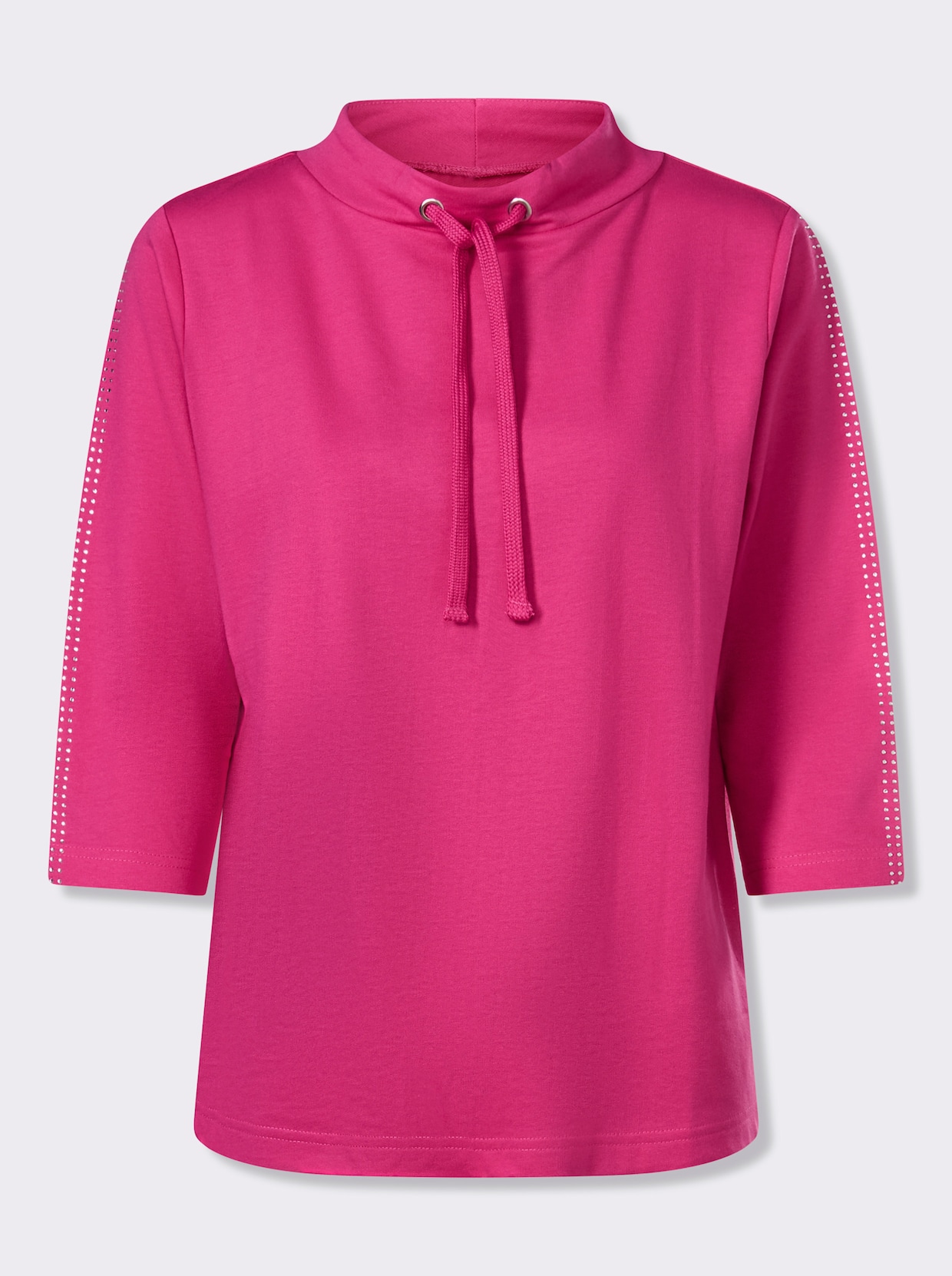 Sweatshirt mit Glitzersteinchen - fuchsia