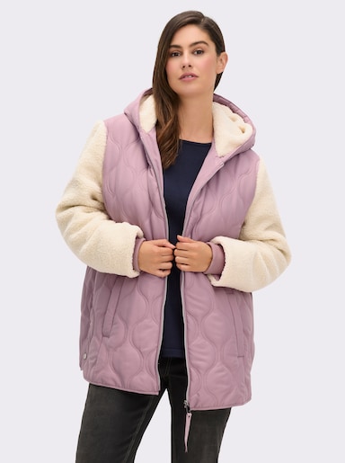 sheego Kapuzenjacke im Material-Mix - mauve