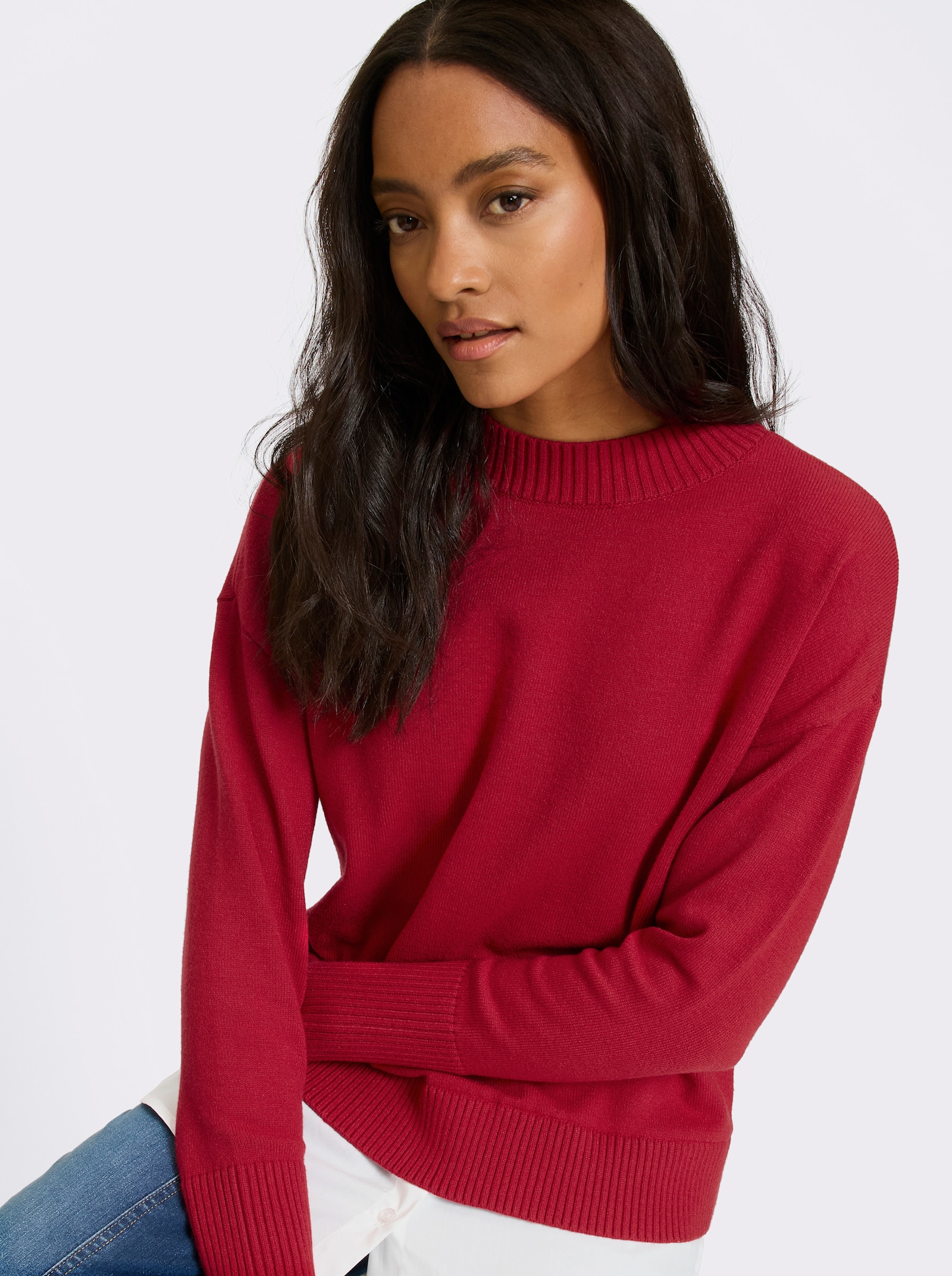 heine 2-in-1-Pullover mit Bluseneinsatz - rot