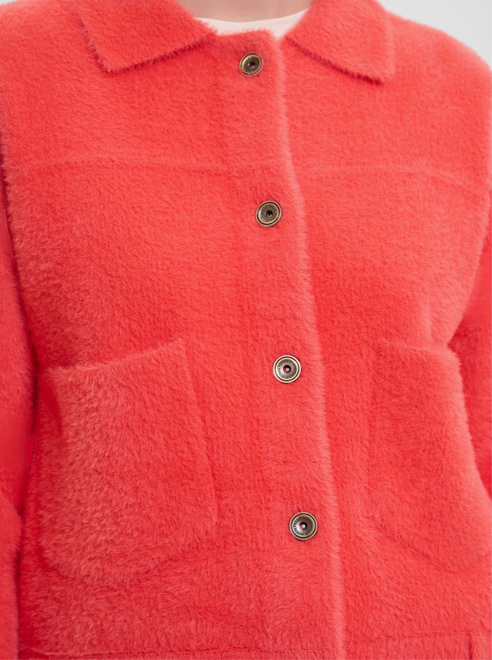 Rino & Pelle Strickjacke mit Flauschgarn - hummer