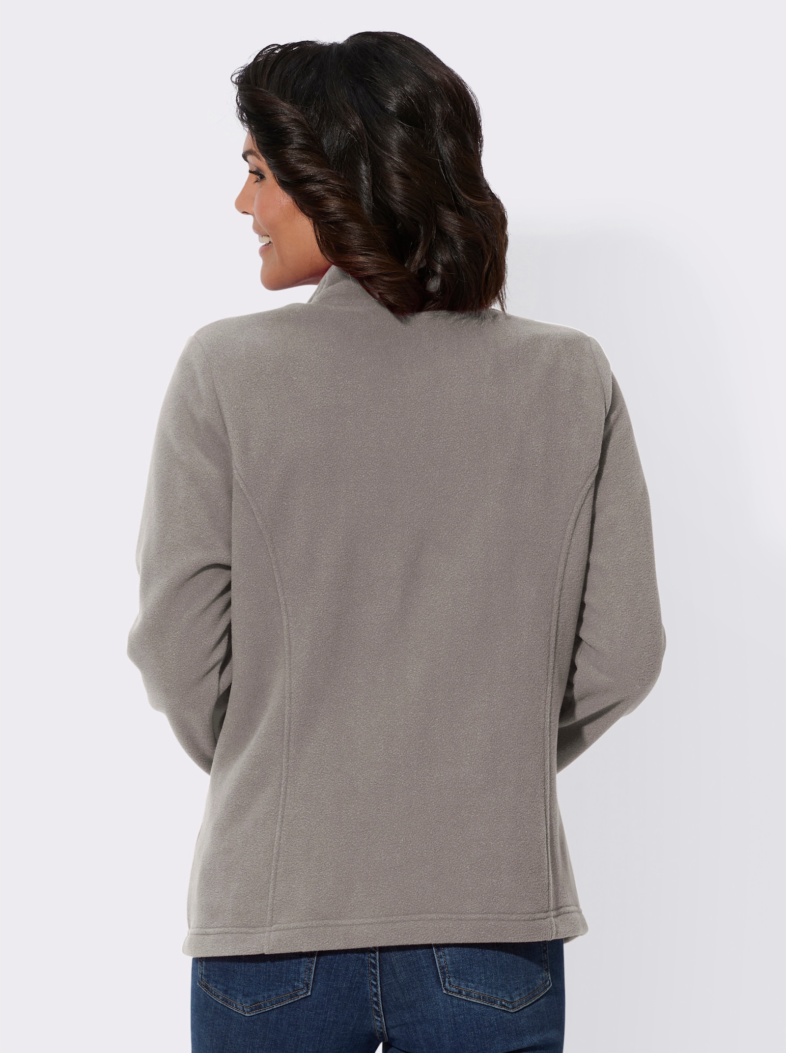 Fleecejacke mit Reißverschluss-Taschen - taupe