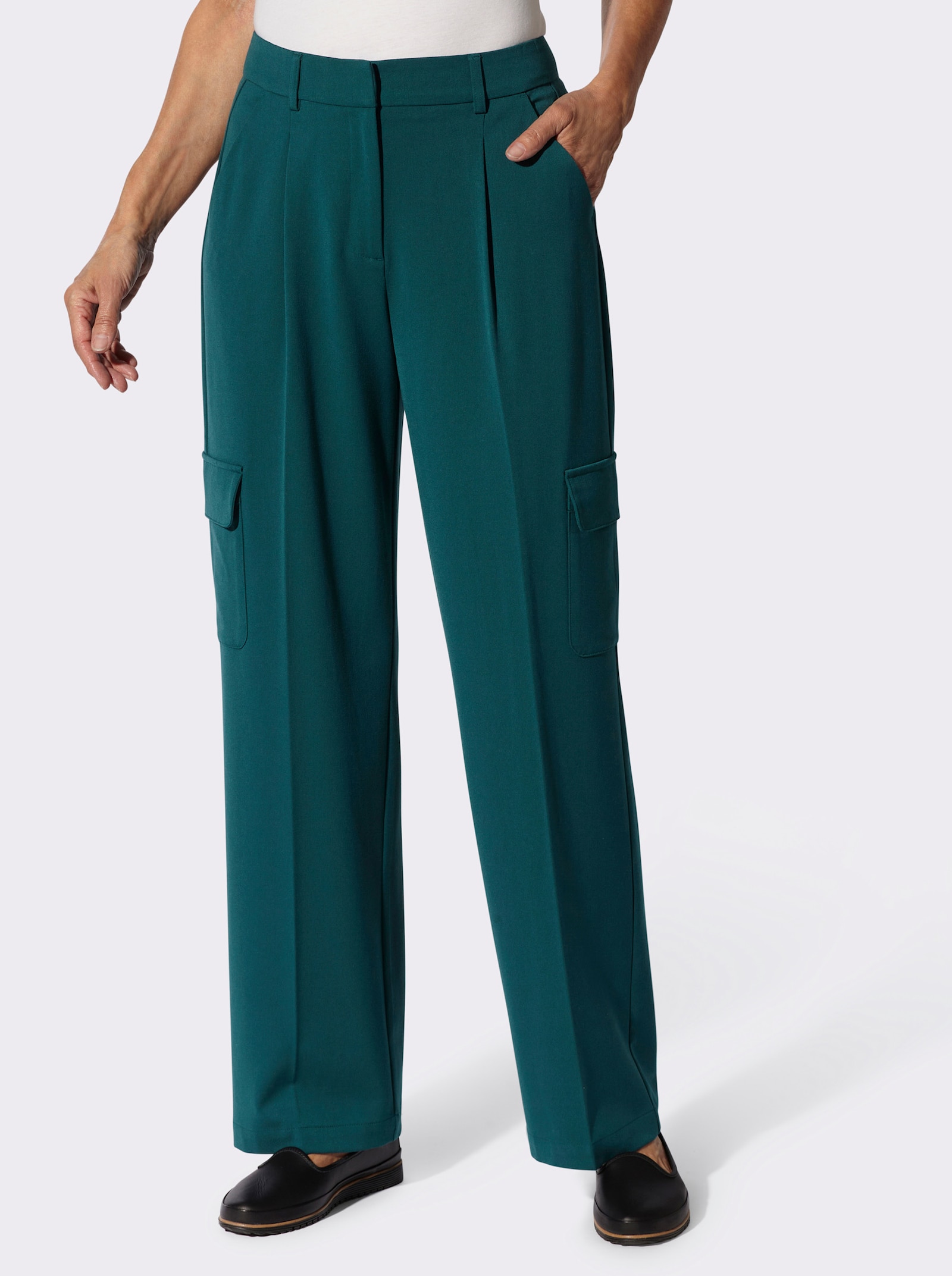 Cargohose in weiter Form - petrol