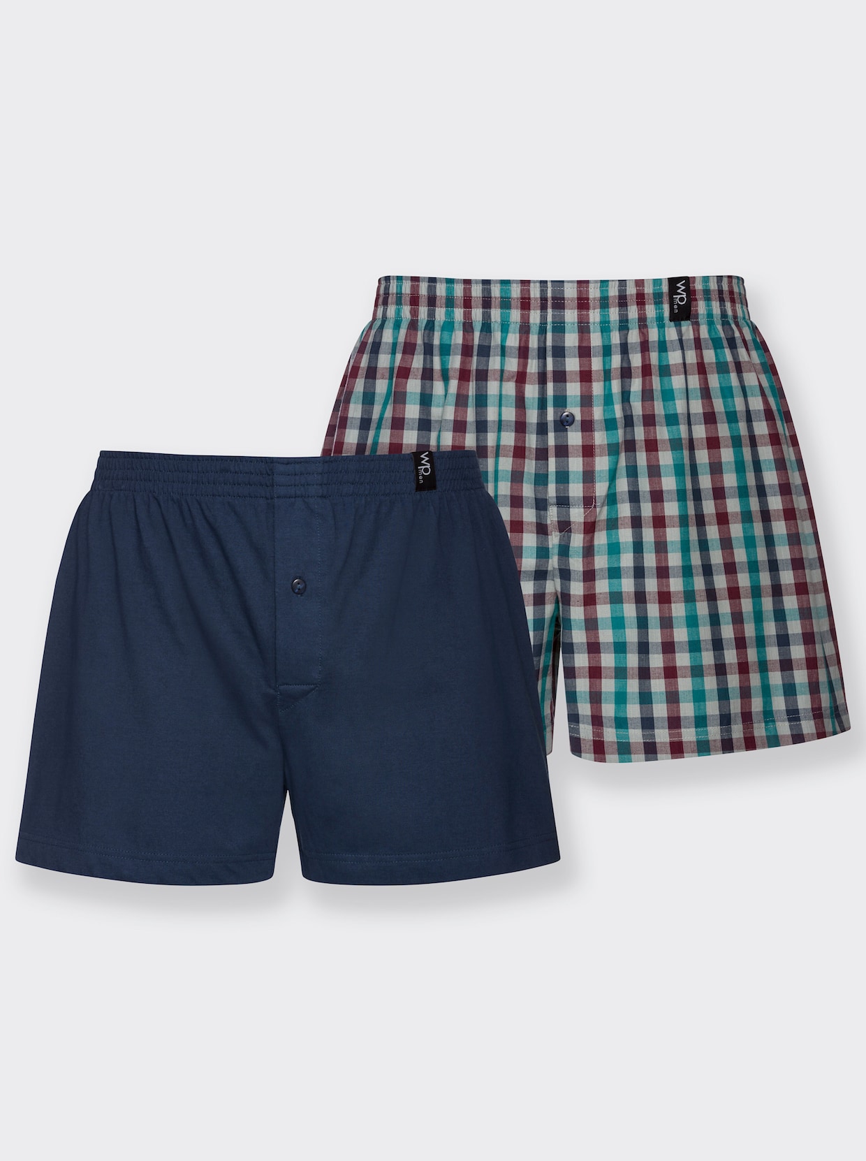 wäschepur men Boxershorts - dunkelblau + dunkelblau-kariert