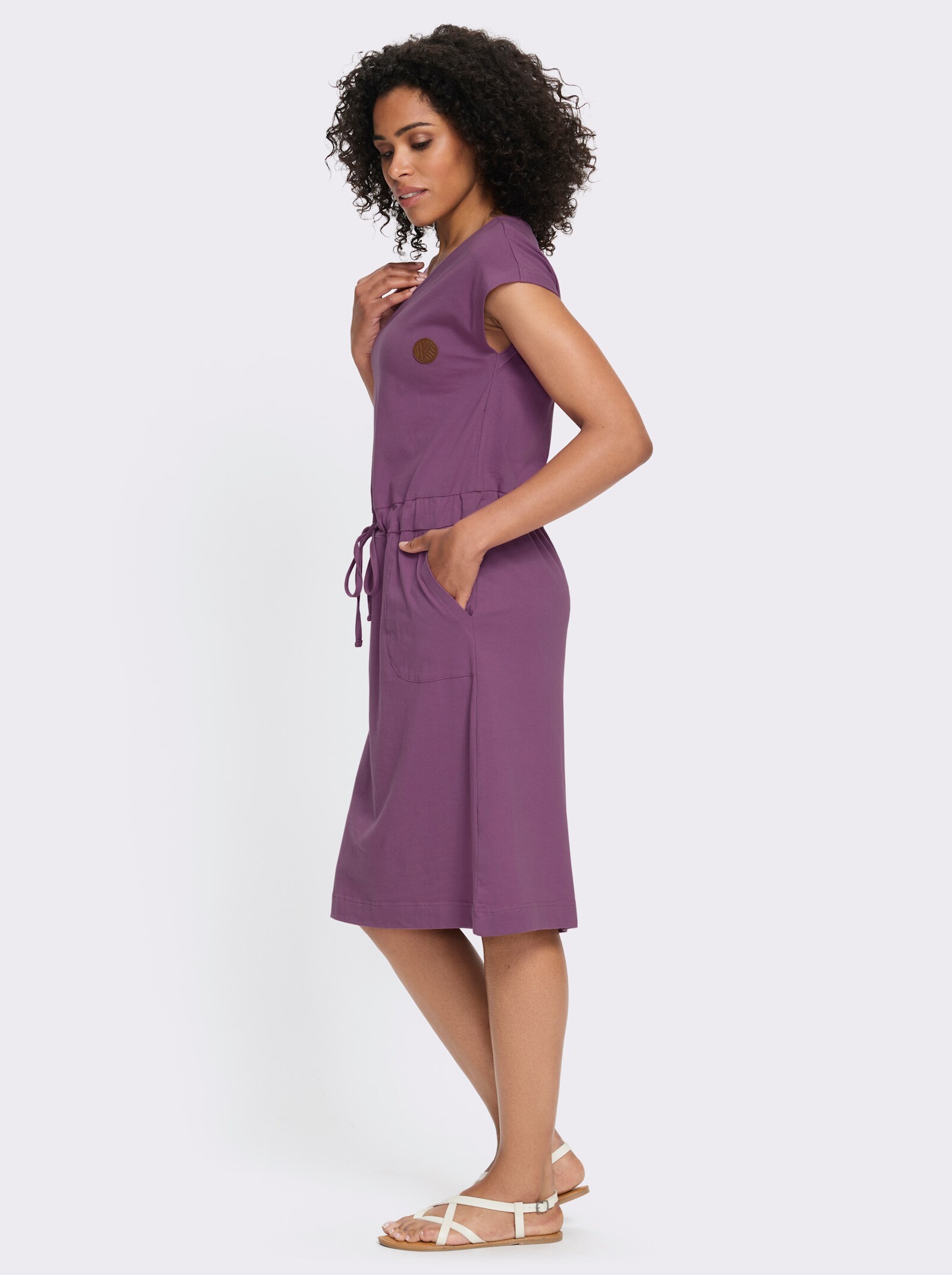 Jerseykleid mit Bindeband - violett